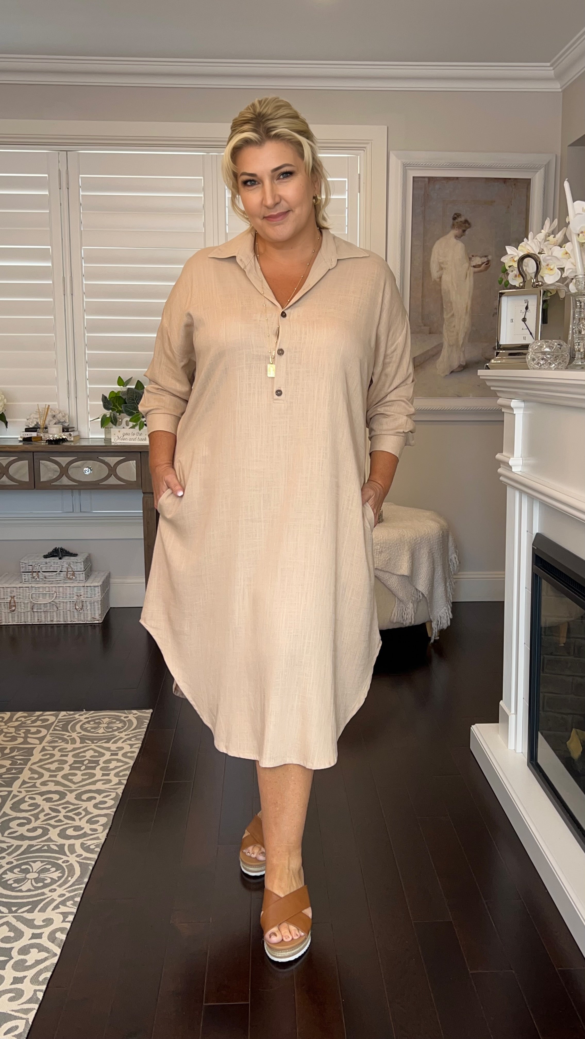 Linen Shirt Dress in Dusk