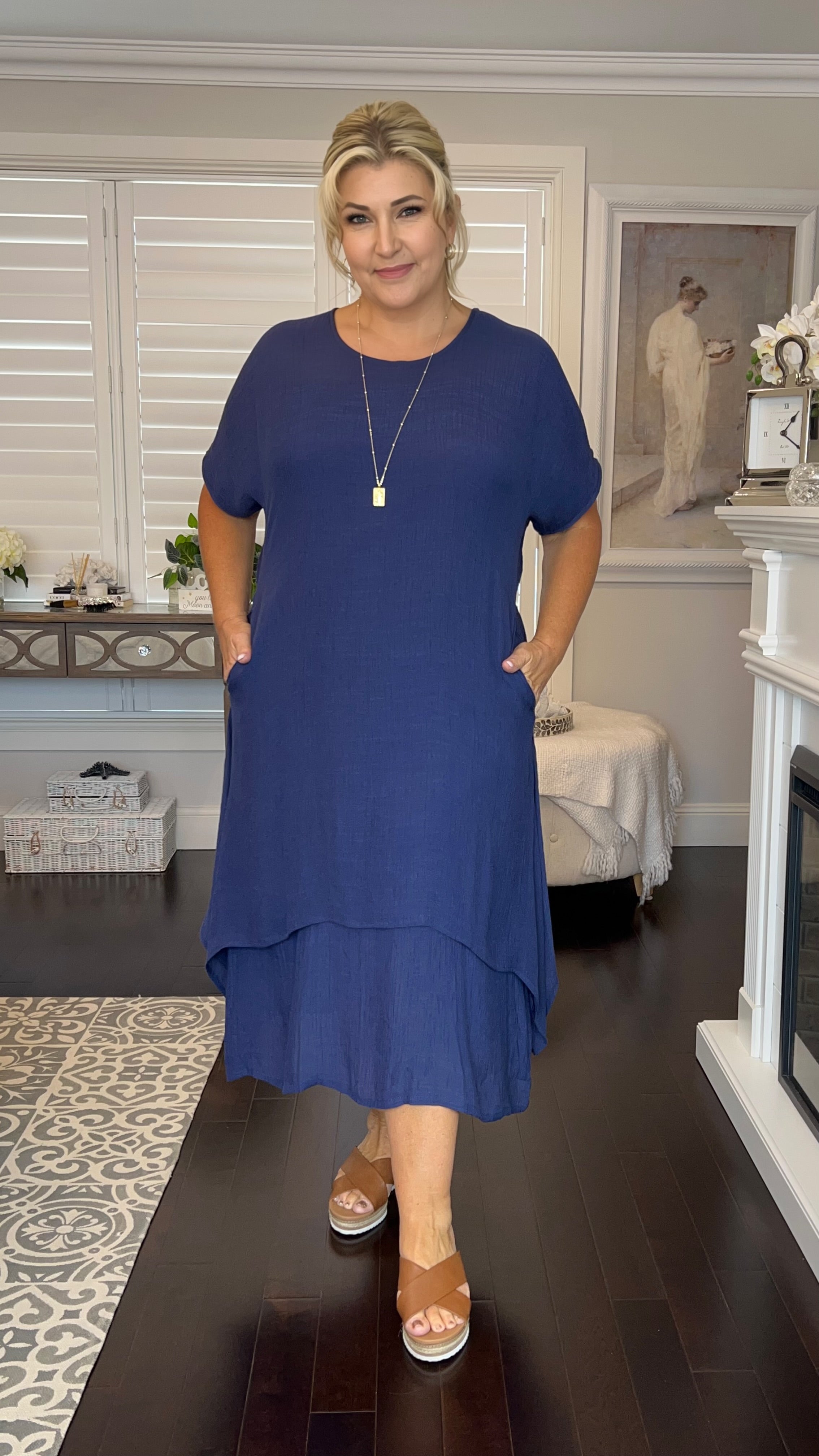 Brigitte Dress in Navy