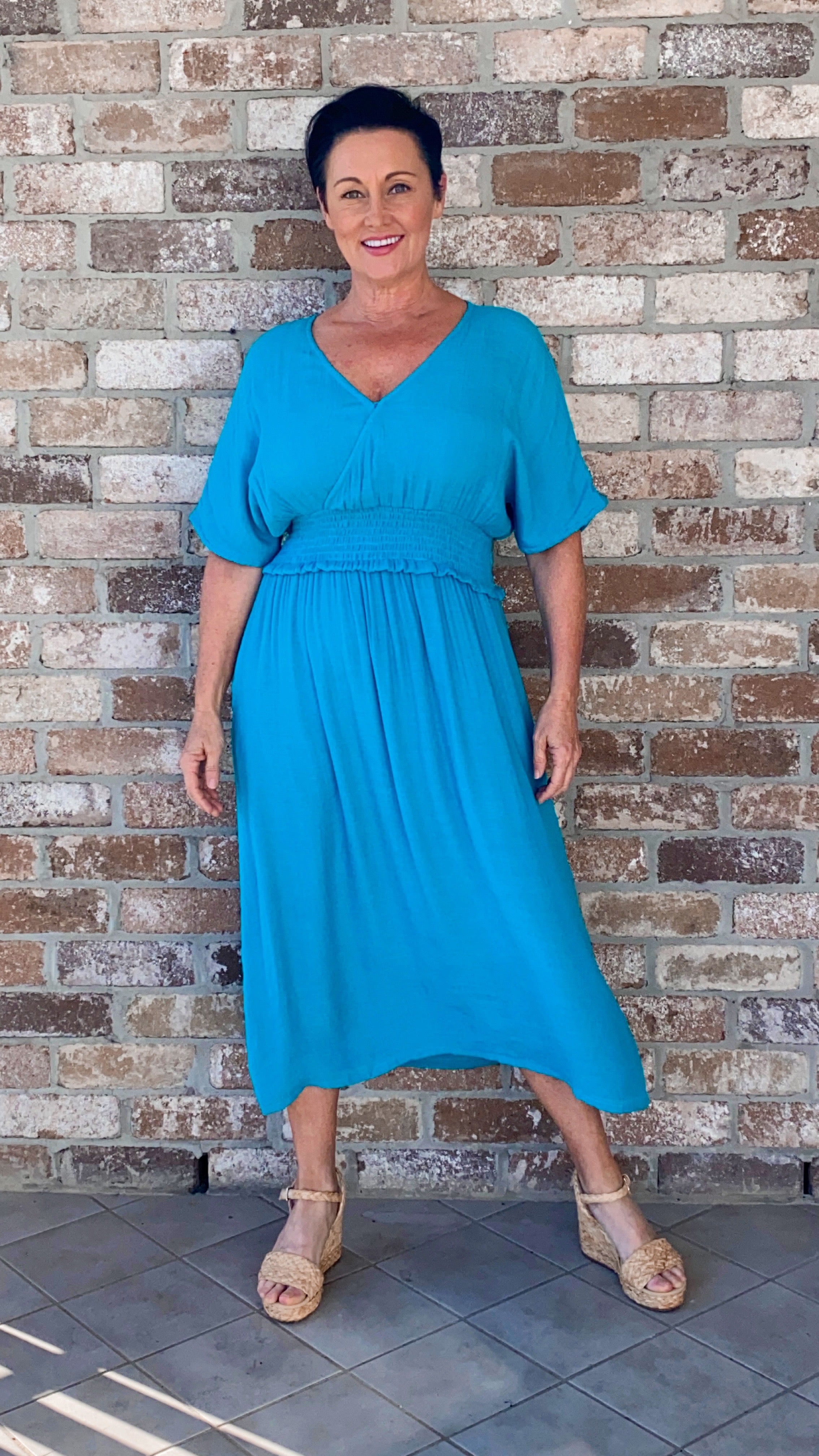 LAST CHANCE Poppy Dress in Turquoise