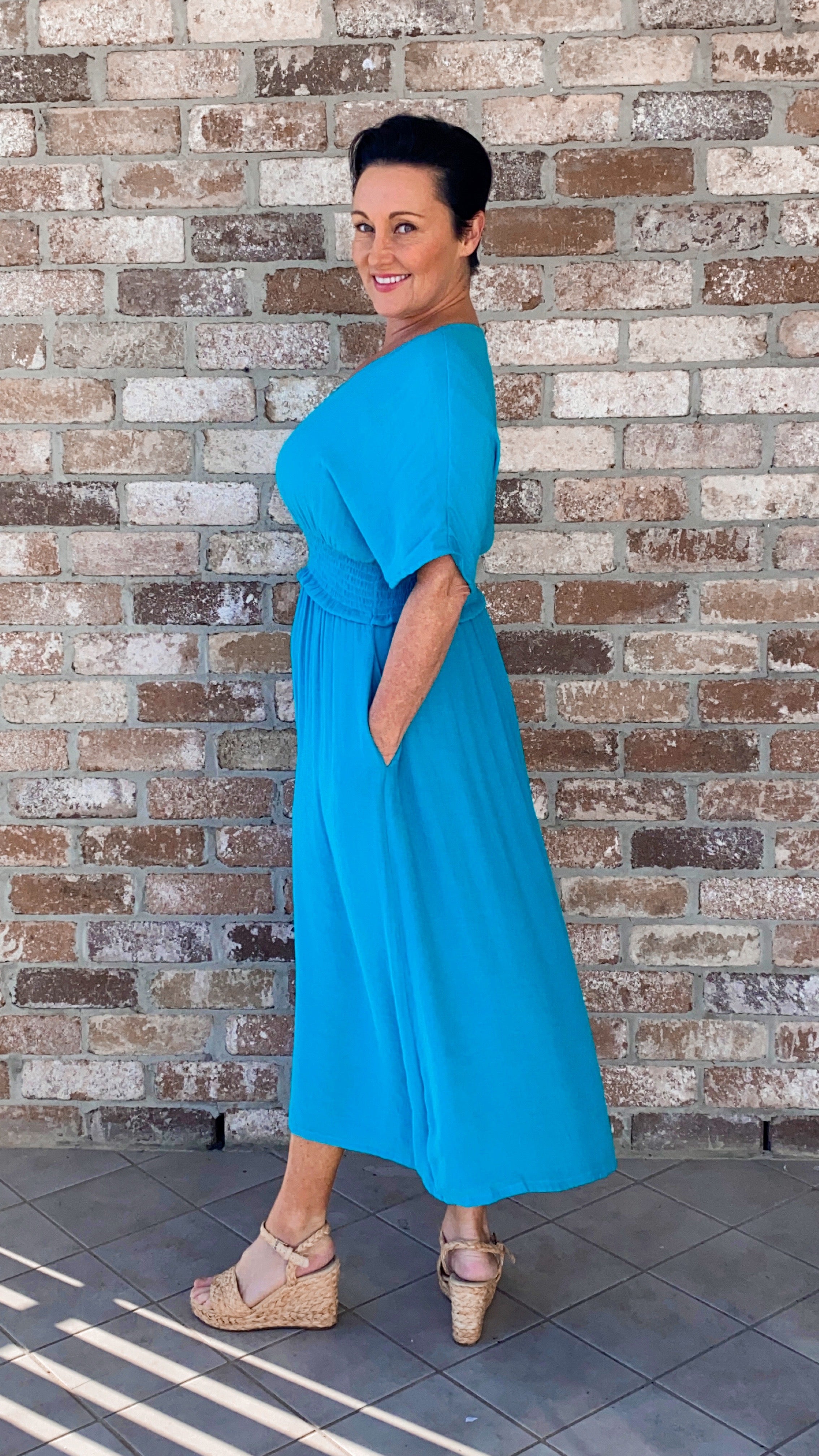 LAST CHANCE Poppy Dress in Turquoise