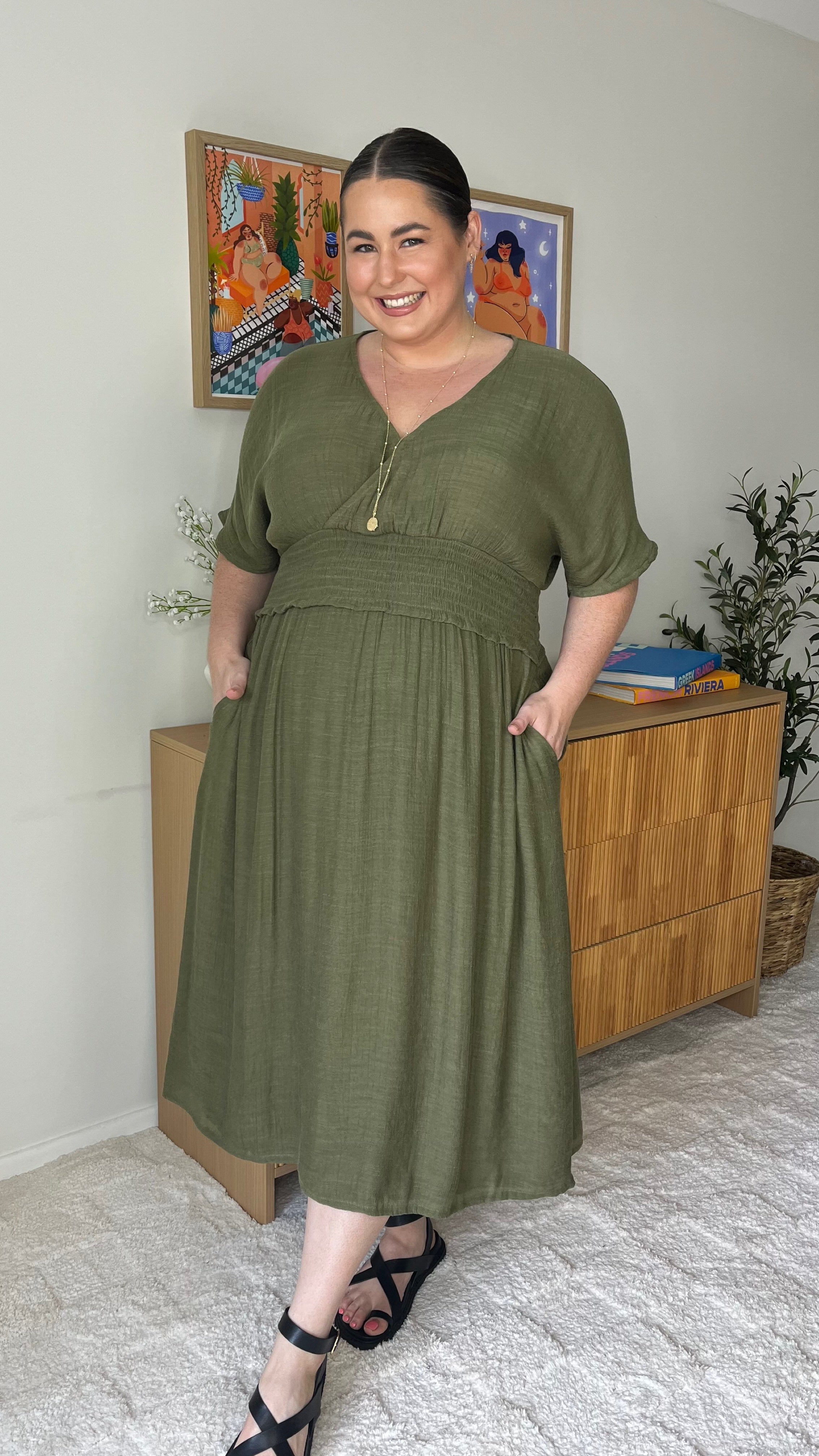 NEW to SALE Poppy Dress in Olive