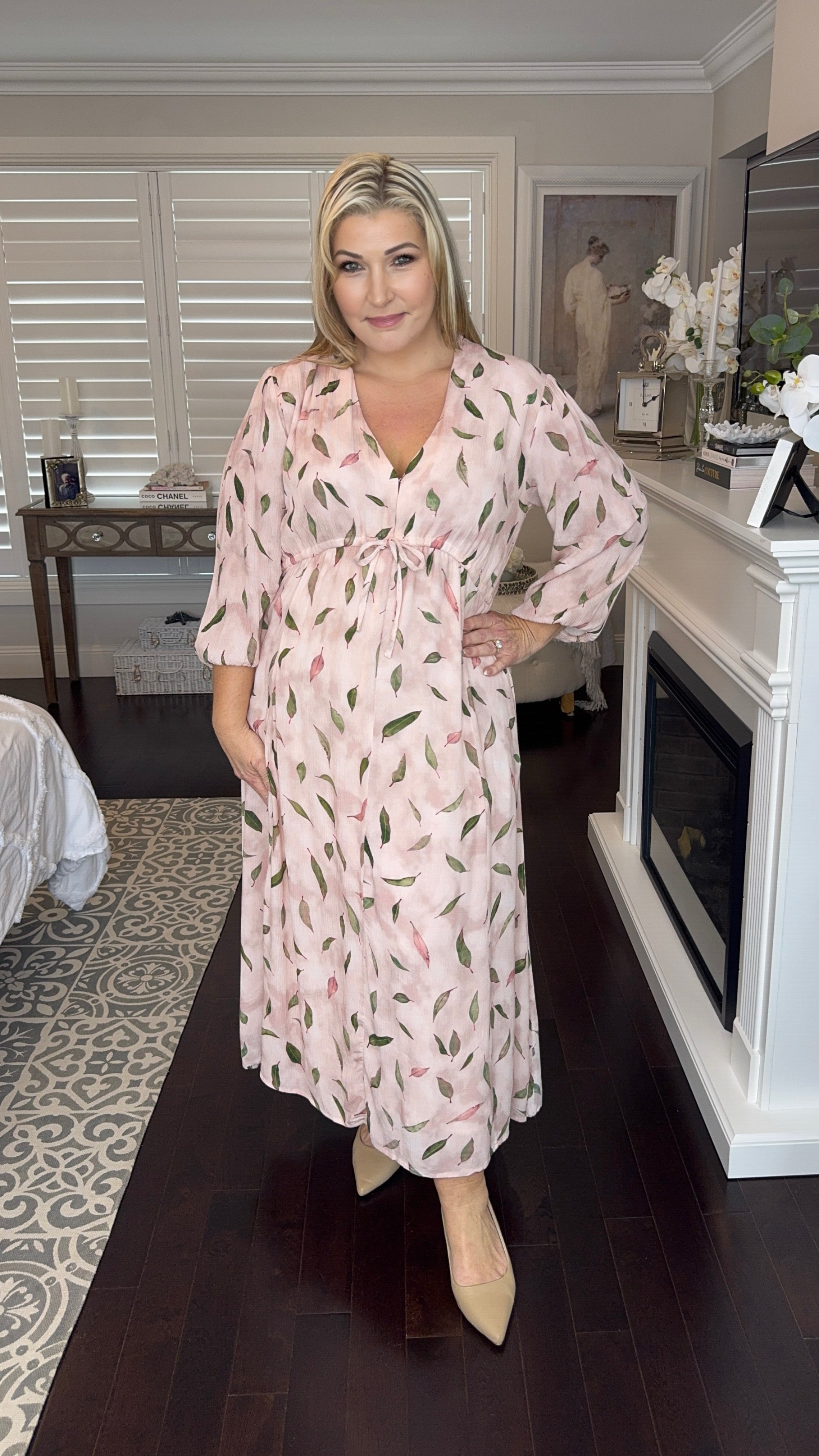 JUST ARRIVED CHARLOTTE DRESS IN EUCALYPTUS ROSE