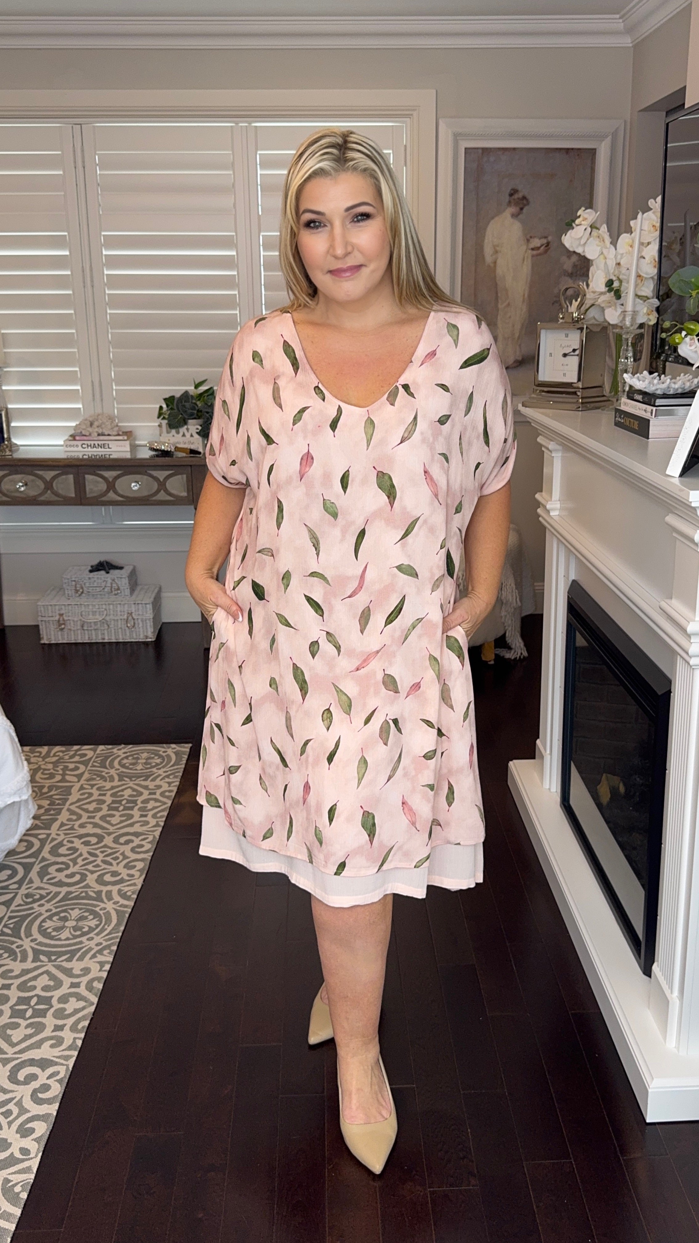 JUST ARRIVED PENELOPE DRESS IN EUCALYPTUS ROSE