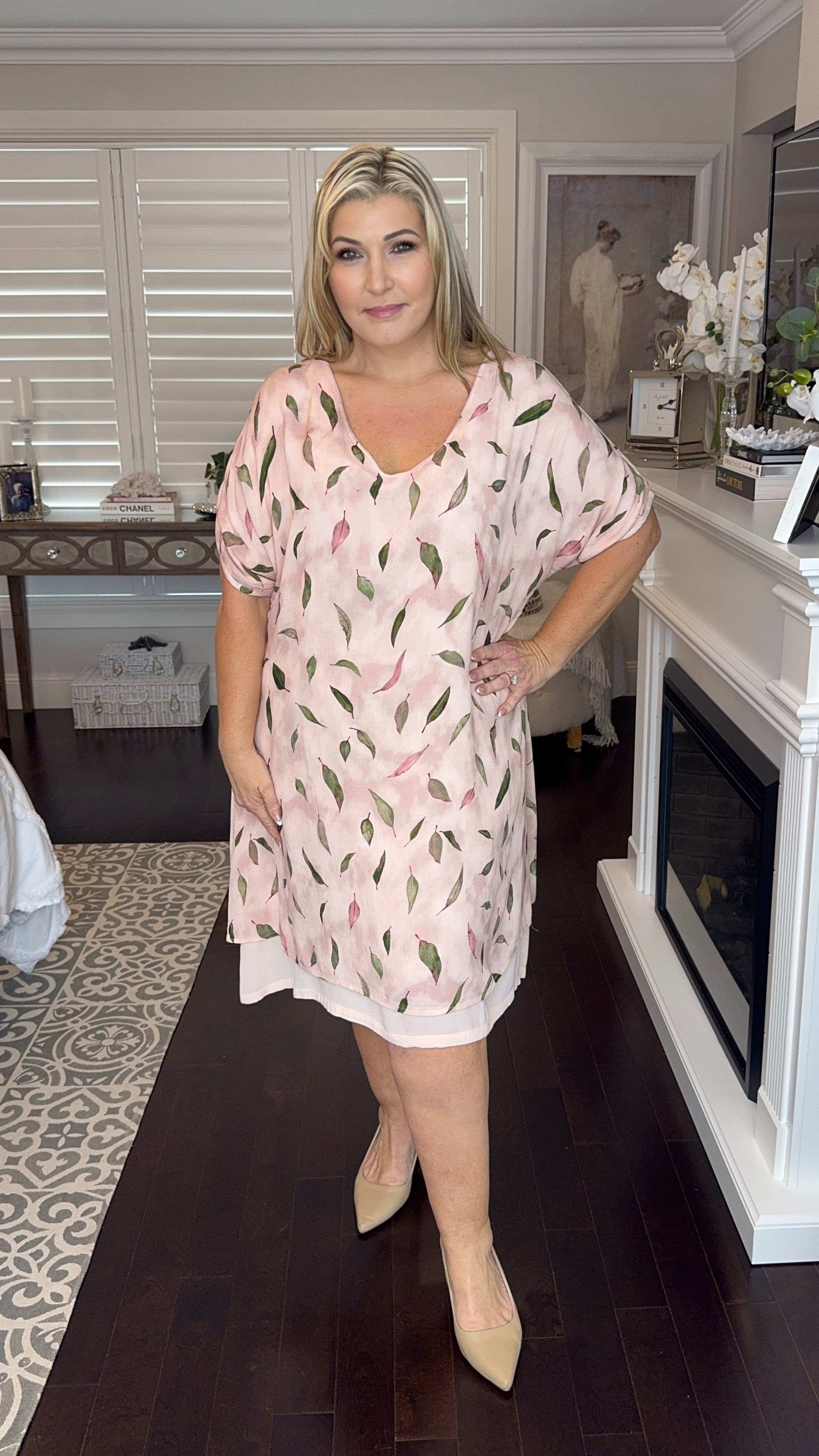 JUST ARRIVED PENELOPE DRESS IN EUCALYPTUS ROSE