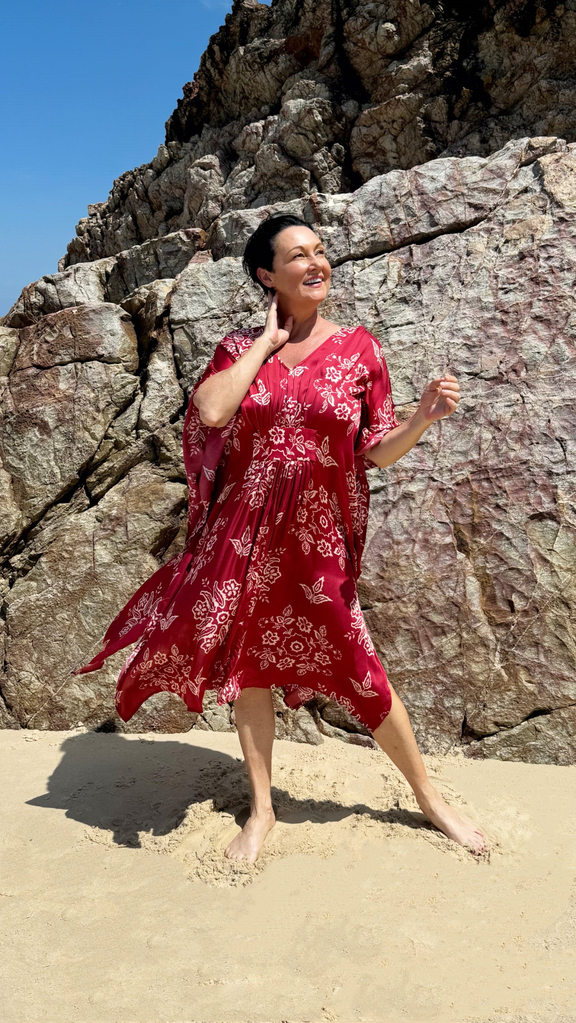 NEW The Empress Kaftan SHORT in Ruby