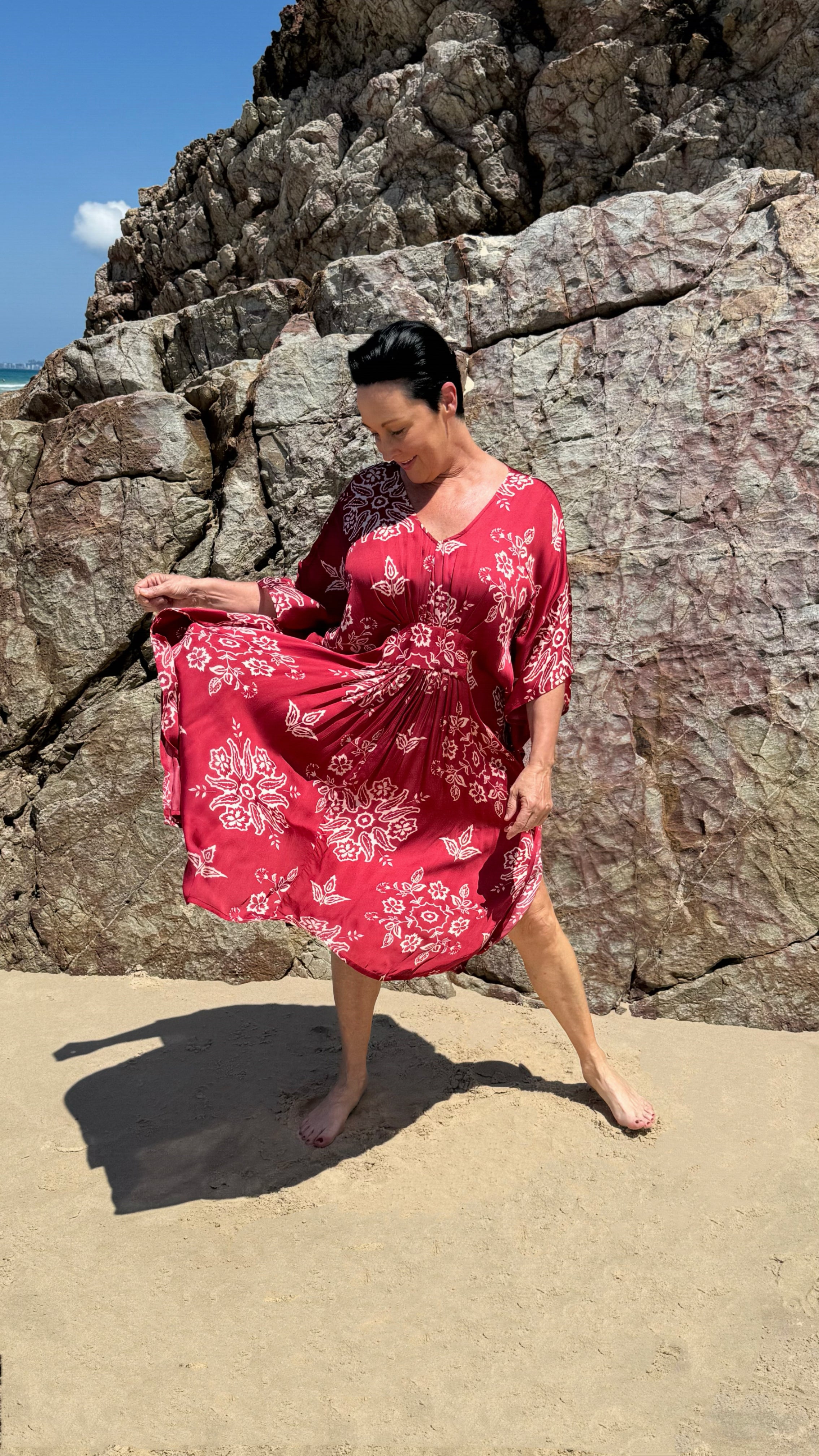 NEW The Empress Kaftan SHORT in Ruby