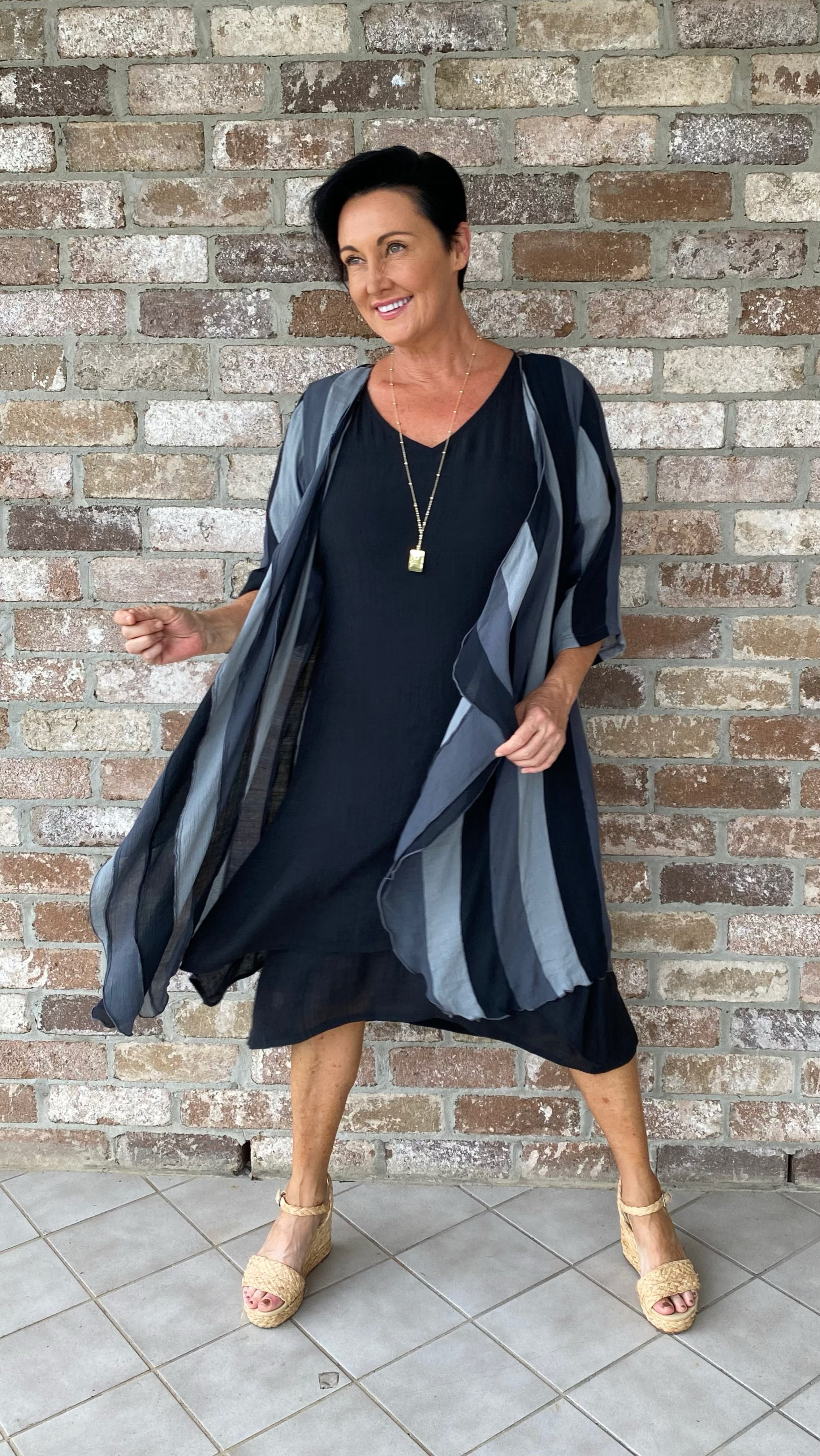NEW TO SALE LONG Infinity Jacket/Top Liquorice Stripe