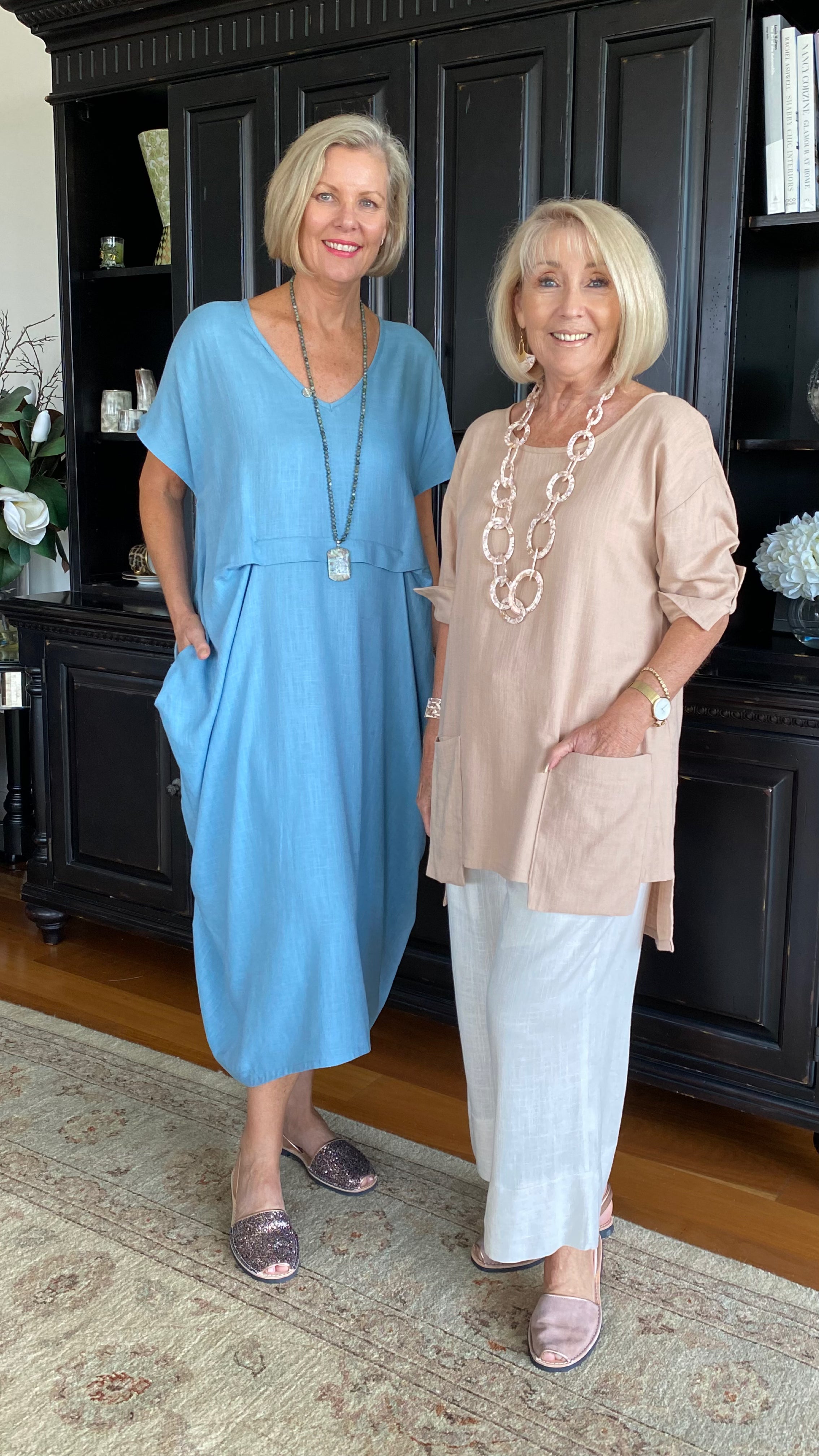 LAST CHANCE Linen Waterfall Dress in Sky