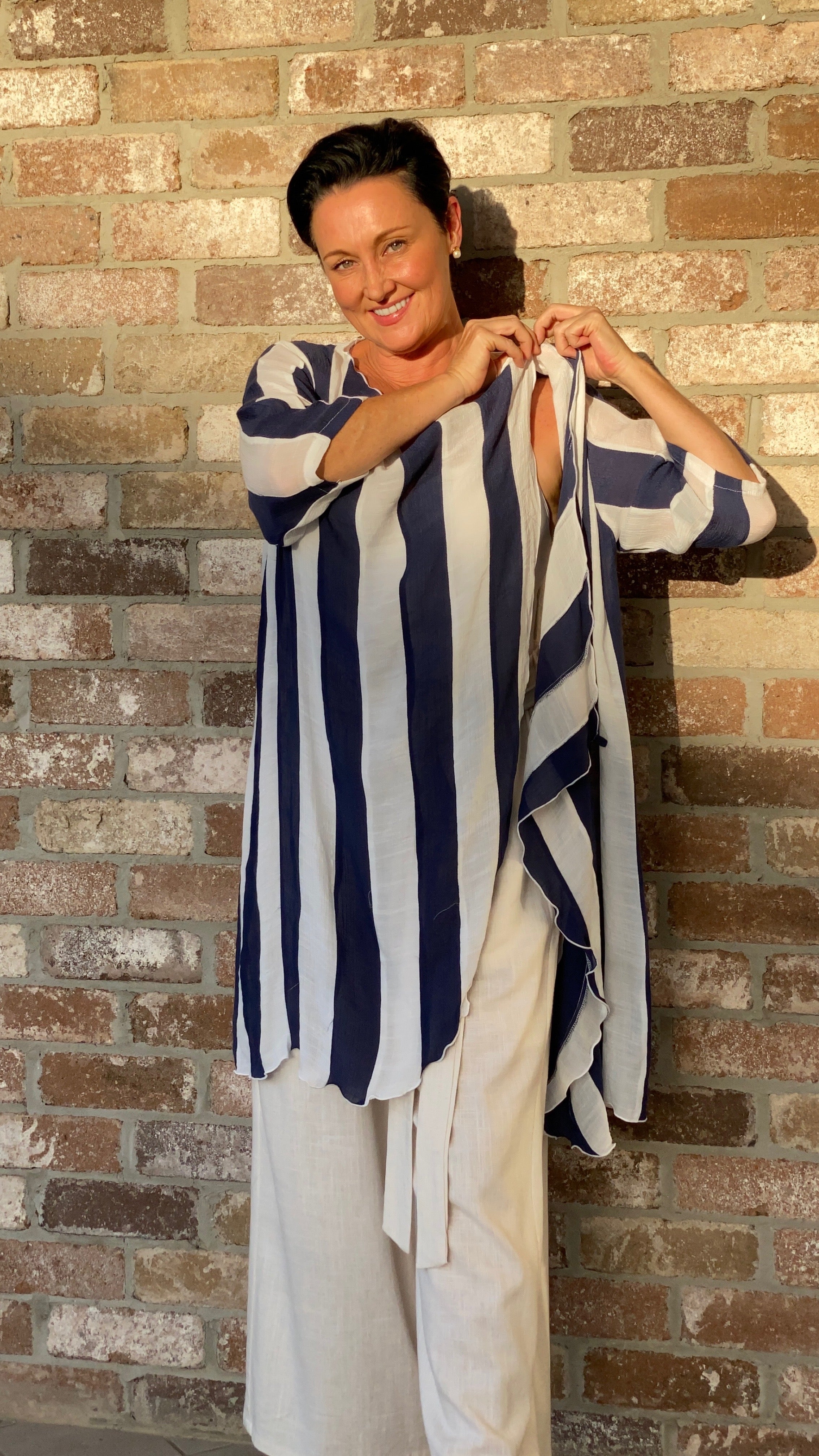 LONG Infinity Jacket/Top Burleigh Beach Stripe