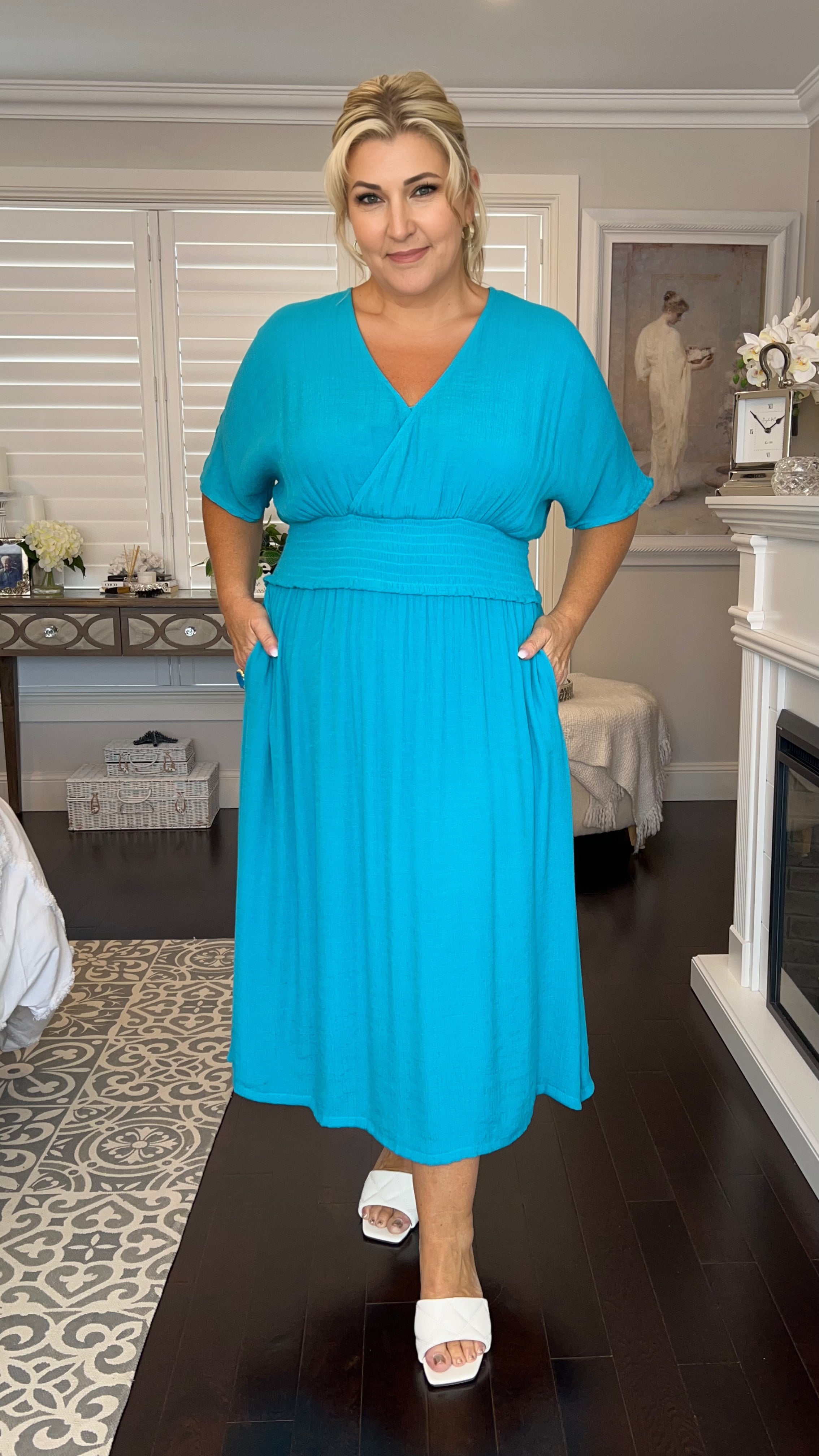 LAST CHANCE Poppy Dress in Turquoise