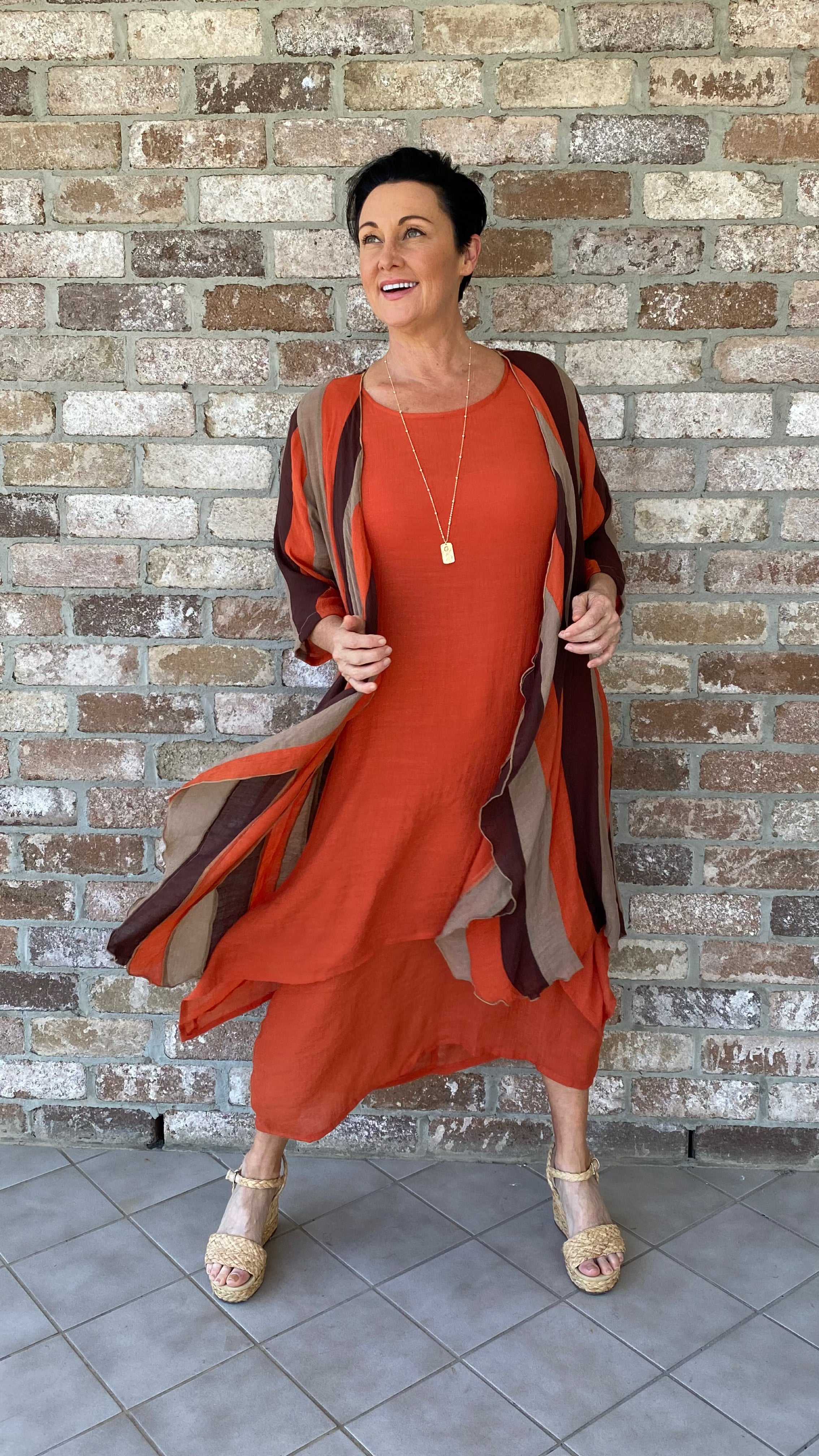 Back in Stock Brigitte Dress in Rust