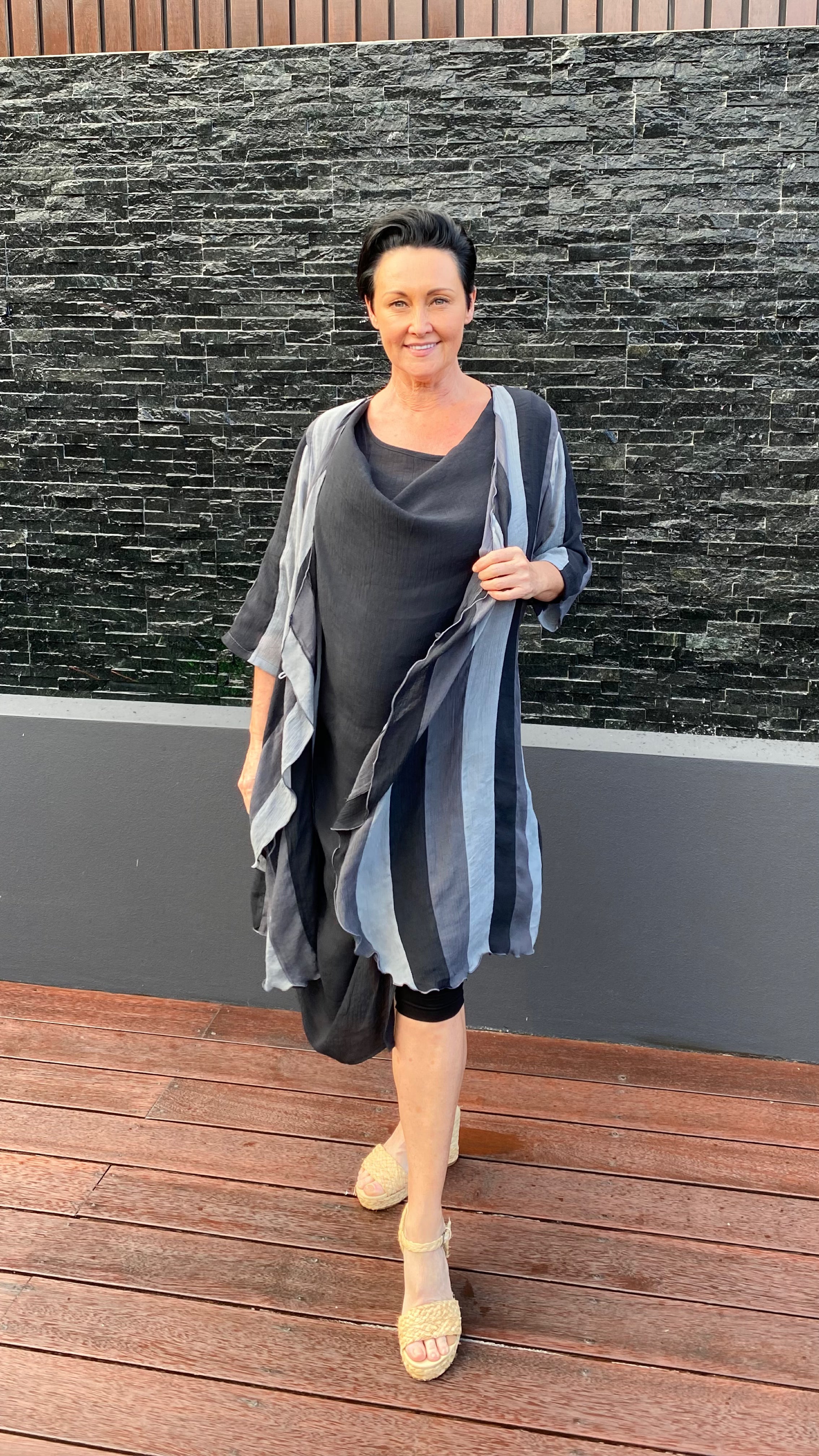 NEW TO SALE LONG Infinity Jacket/Top Liquorice Stripe
