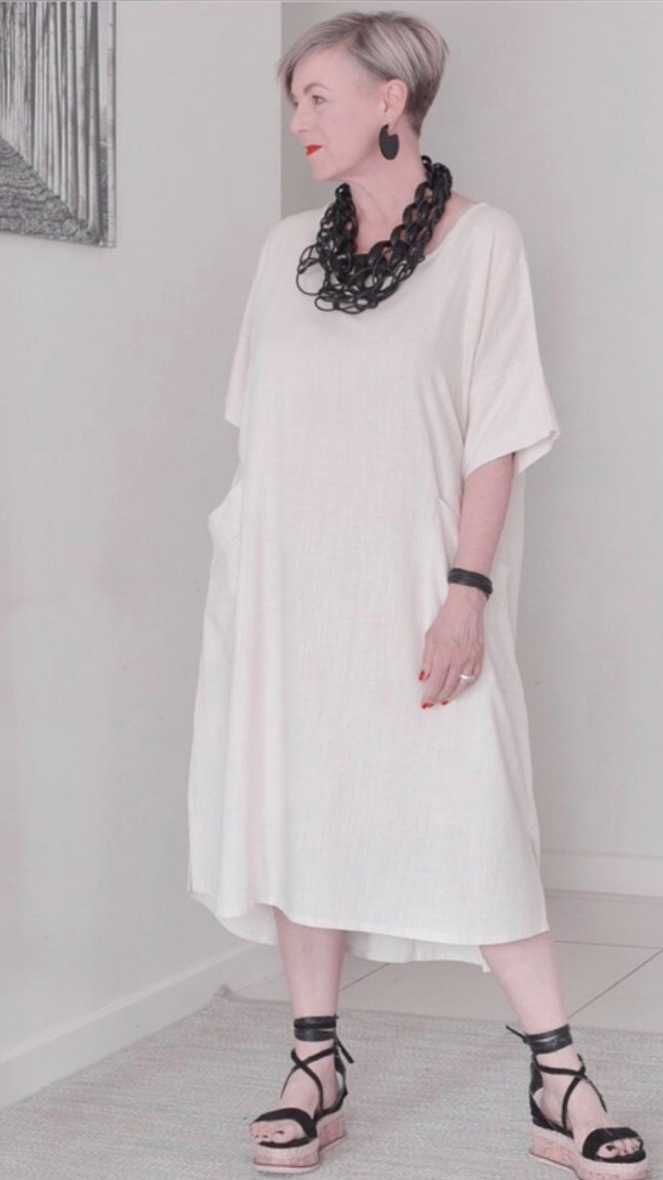 LAST CHANCE The Shift Linen Dress in Sand