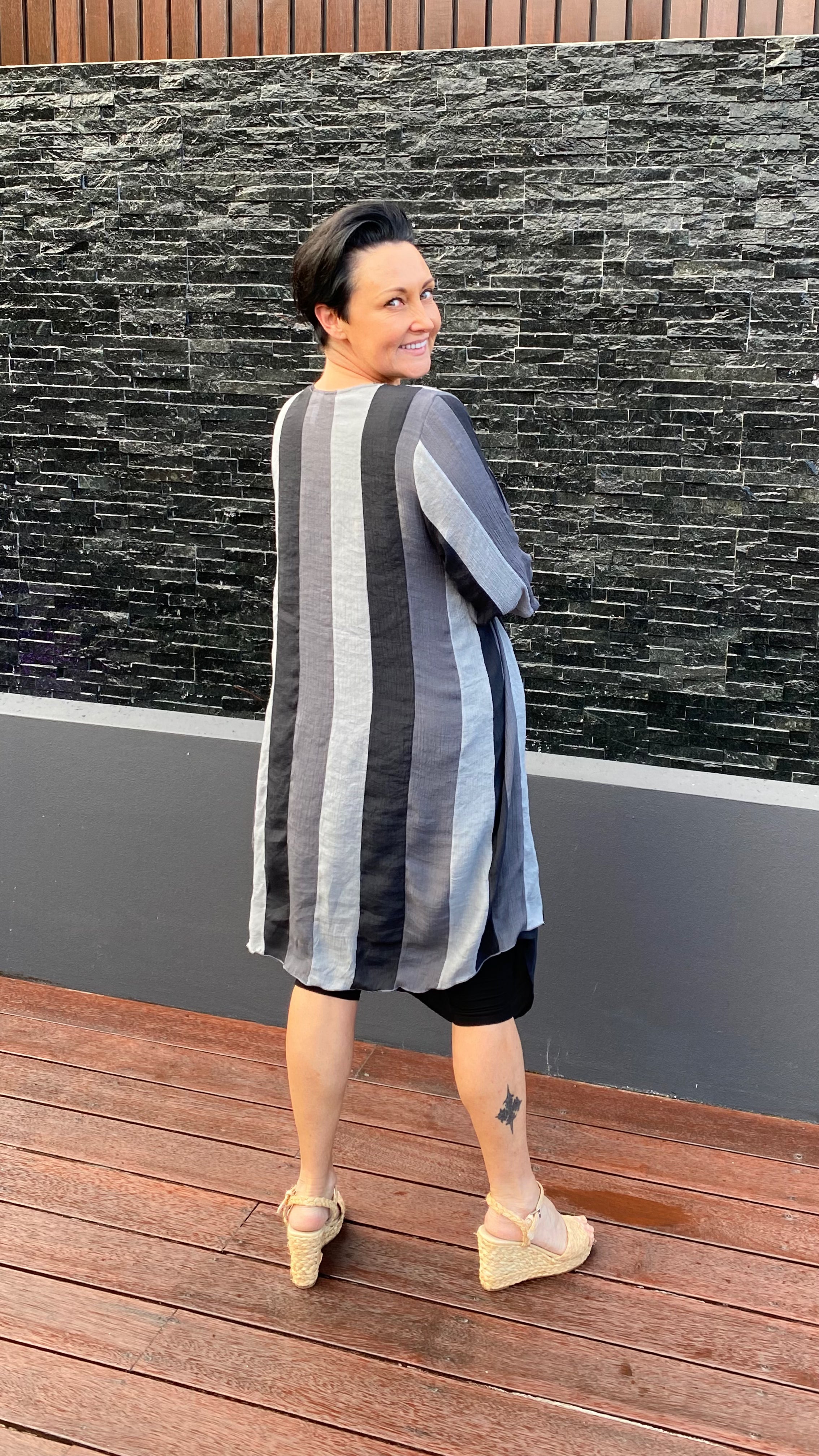 NEW TO SALE LONG Infinity Jacket/Top Liquorice Stripe