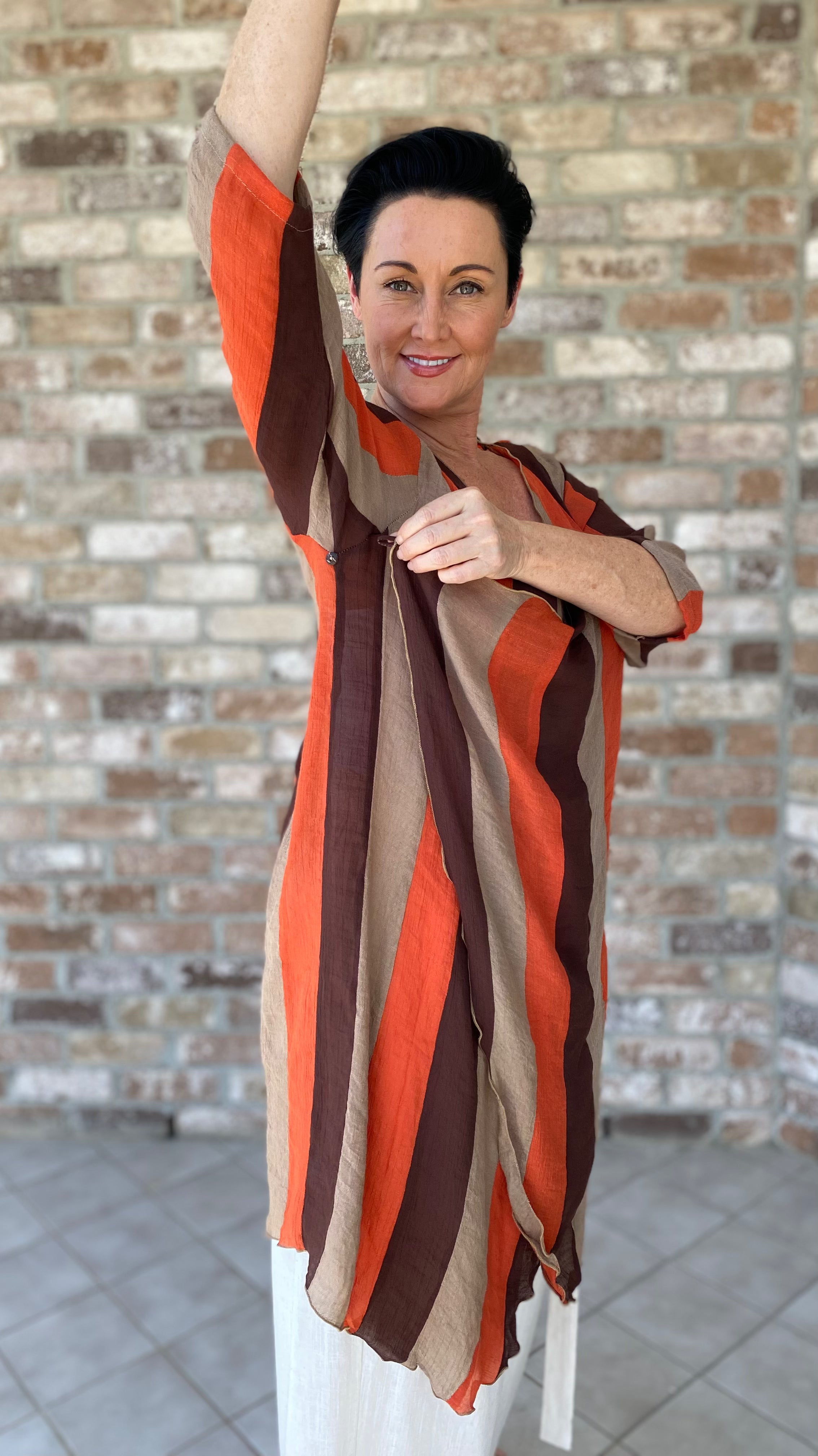 SALE LONG Infinity Jacket/Top Jaffa Stripe