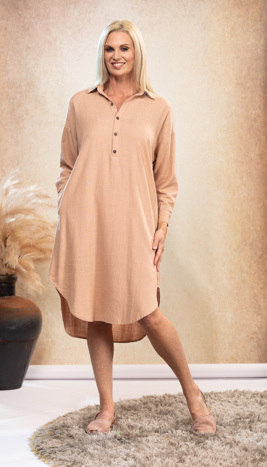 Linen Shirt Dress in Dusk freeshipping - White Amber the Label