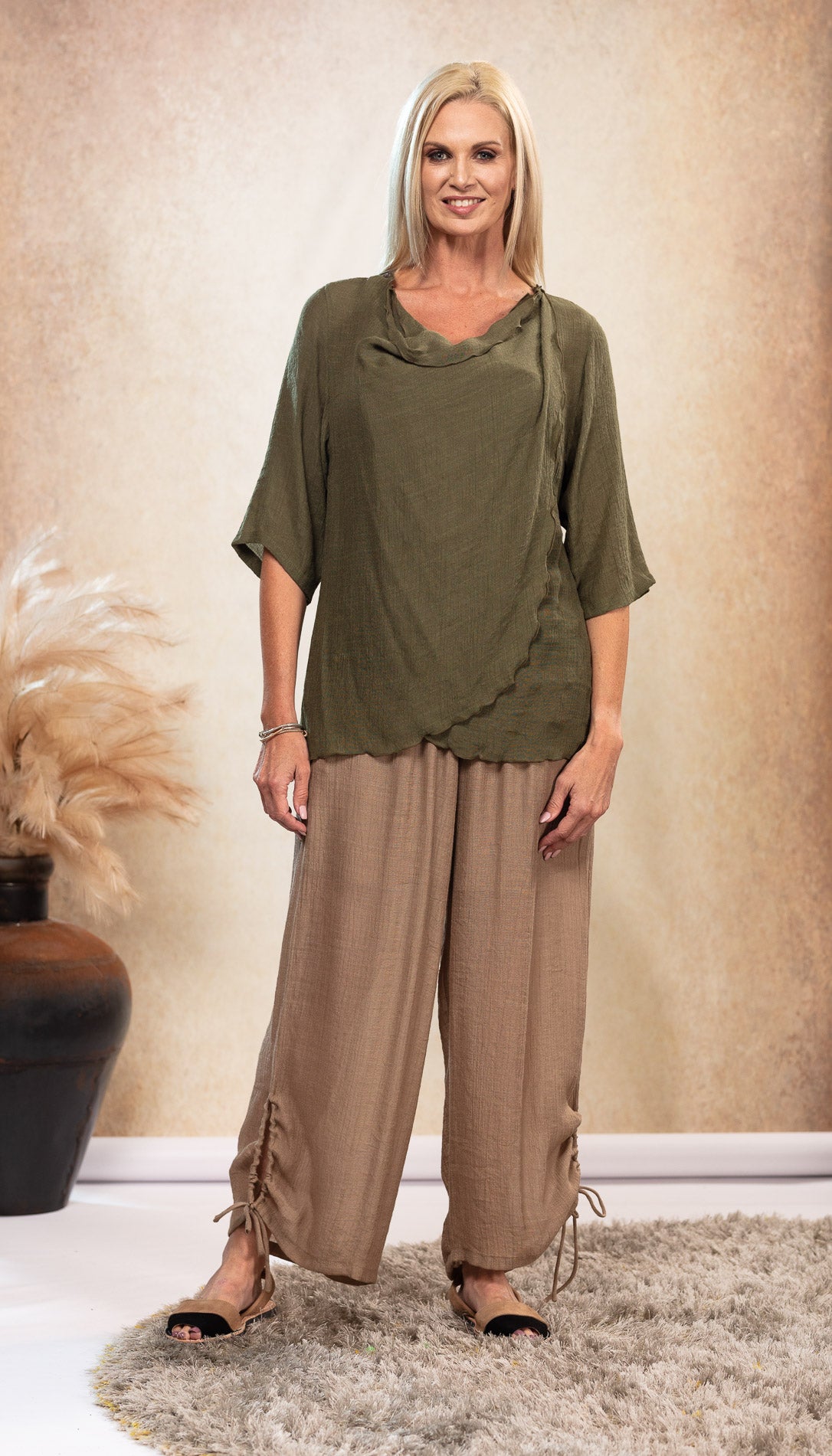 Amalfi Pants Latte freeshipping - White Amber the Label