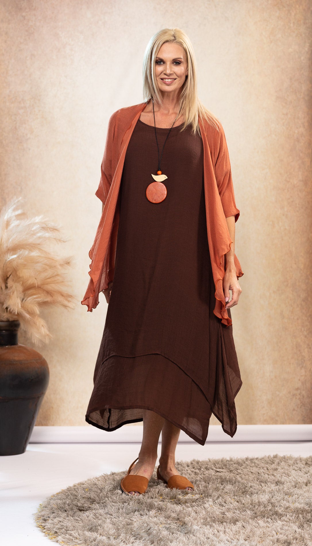 Brigitte Dress Chocolate NEW SIZE RANGE XS to 5XL freeshipping - White Amber the Label