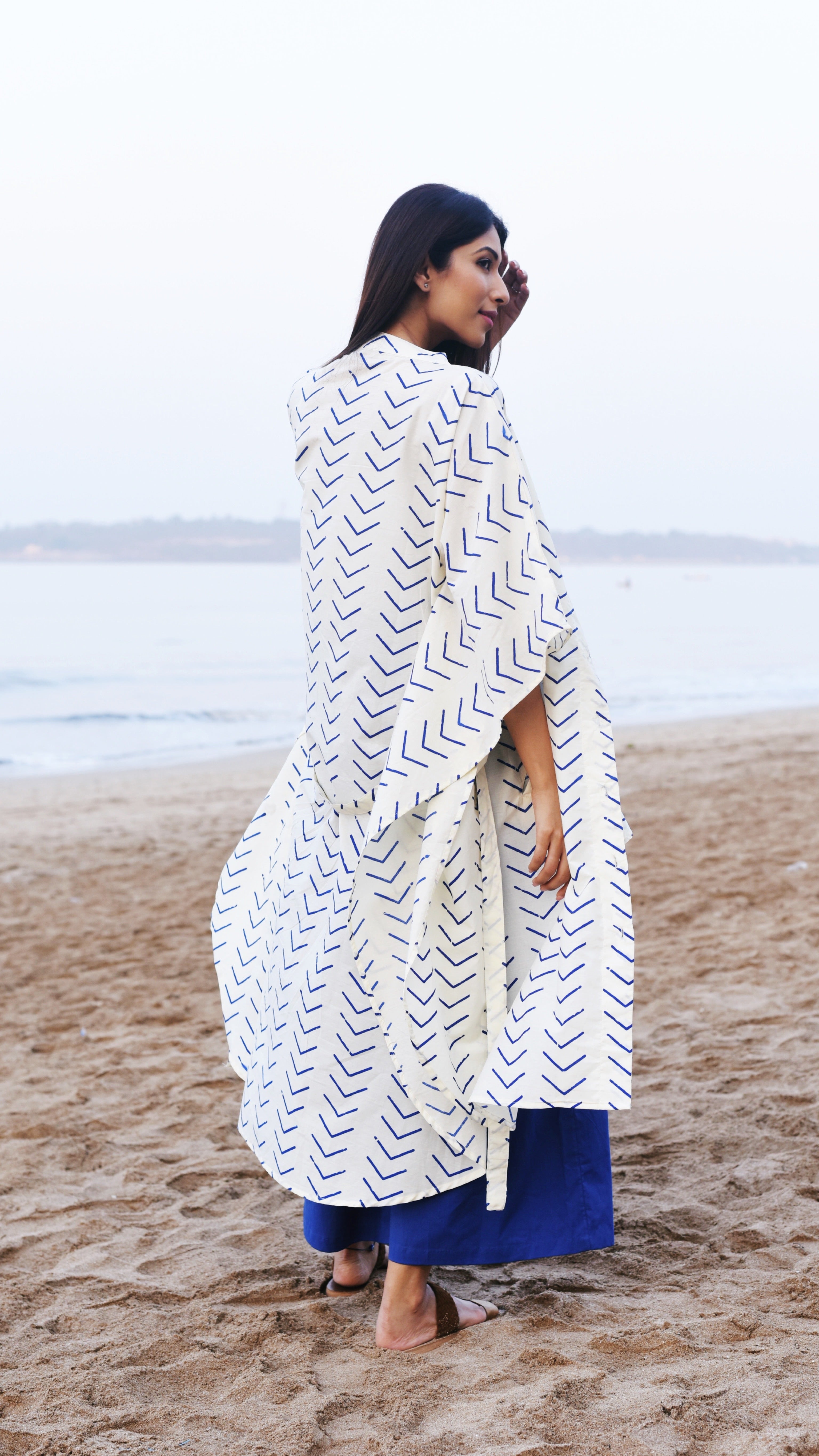 Organic Cotton ARROW Kaftan Dress freeshipping - White Amber the Label