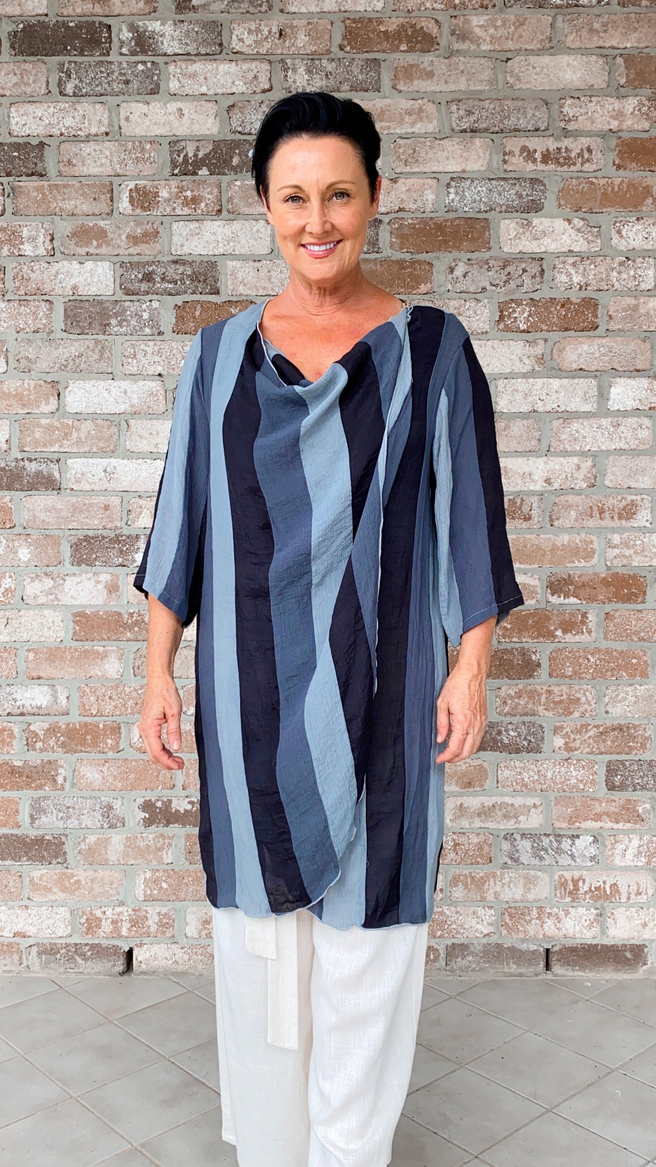NEW TO SALE LONG Infinity Jacket/Top Liquorice Stripe