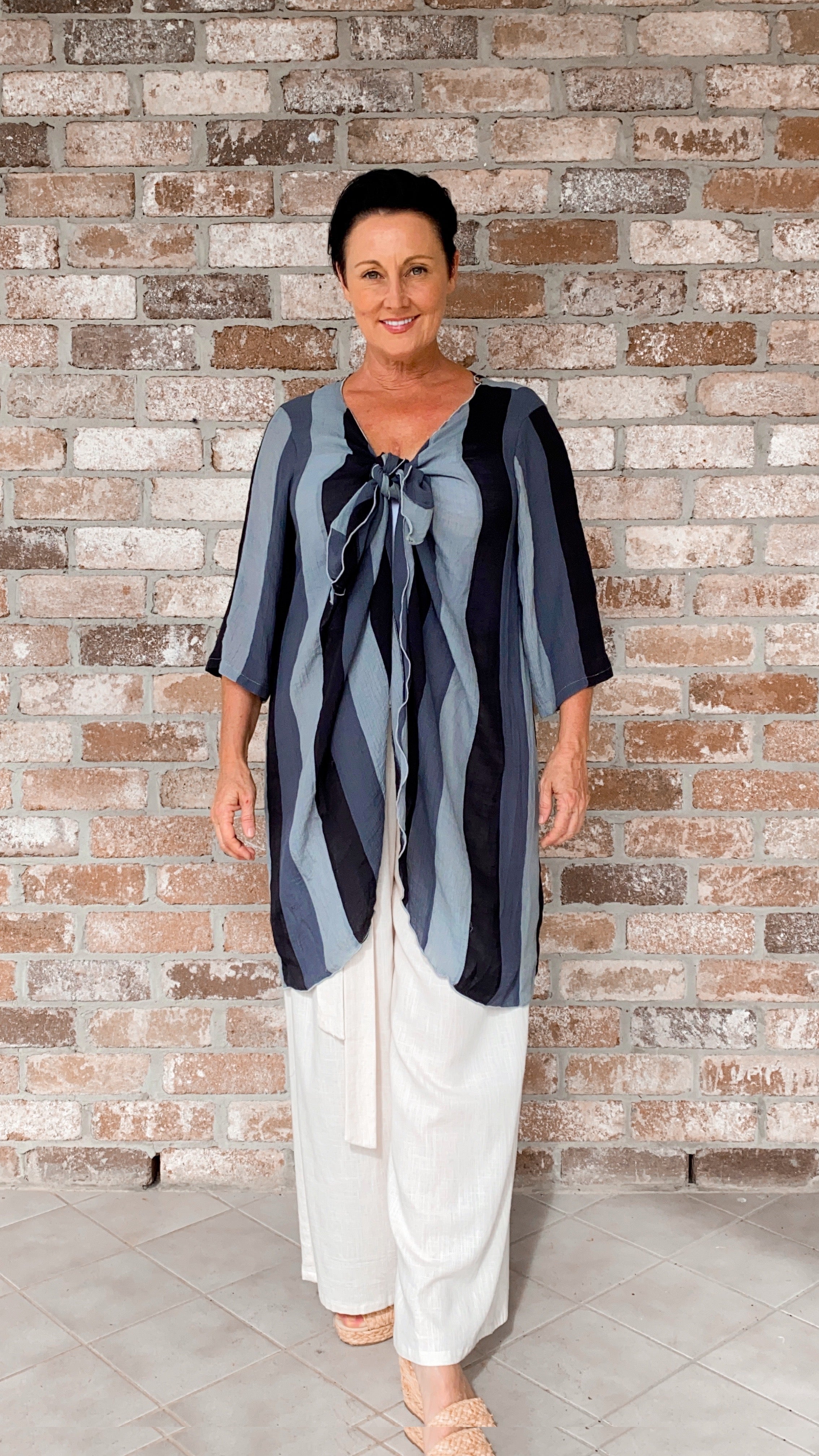 NEW TO SALE LONG Infinity Jacket/Top Liquorice Stripe