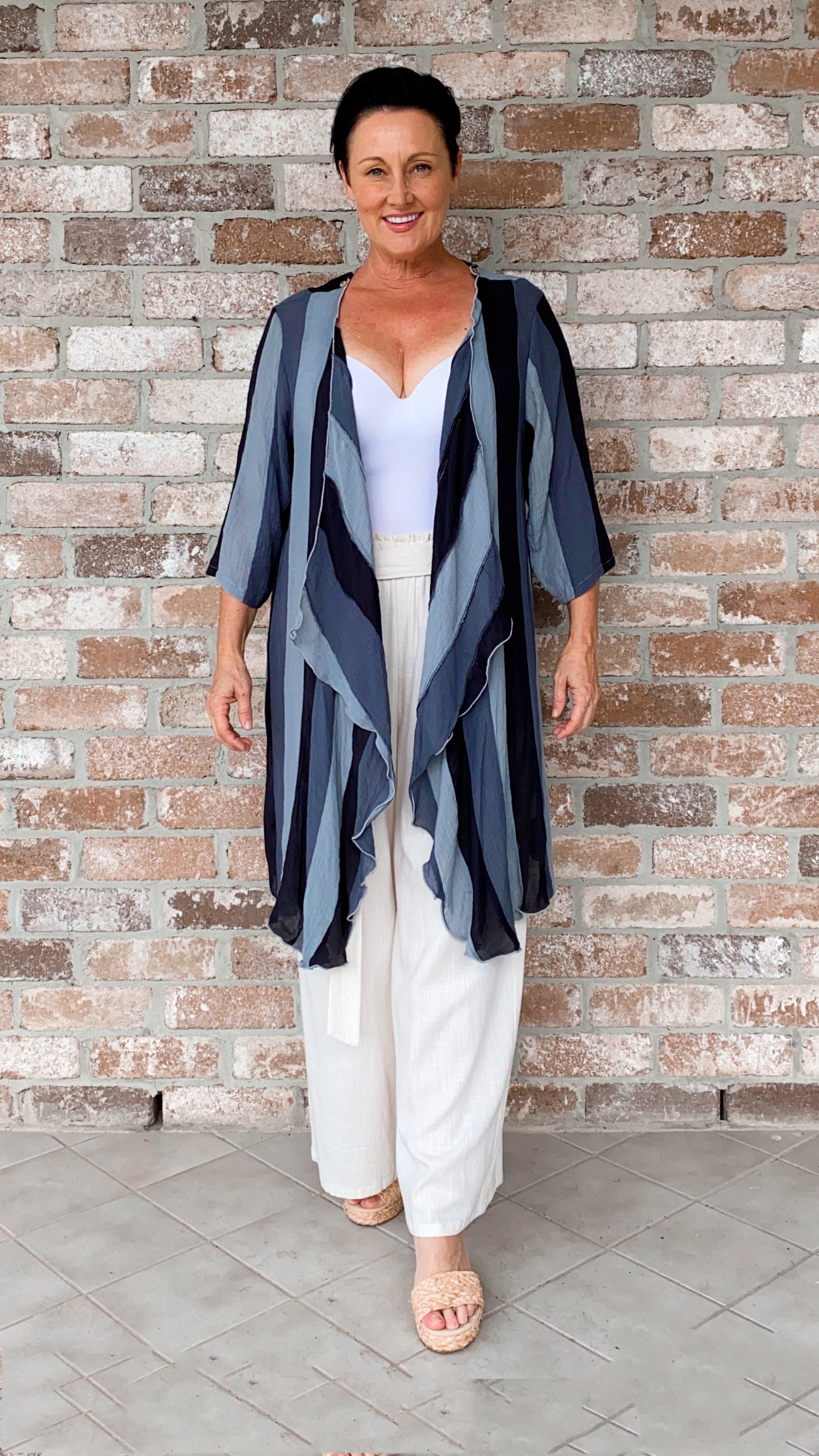 NEW TO SALE LONG Infinity Jacket/Top Liquorice Stripe