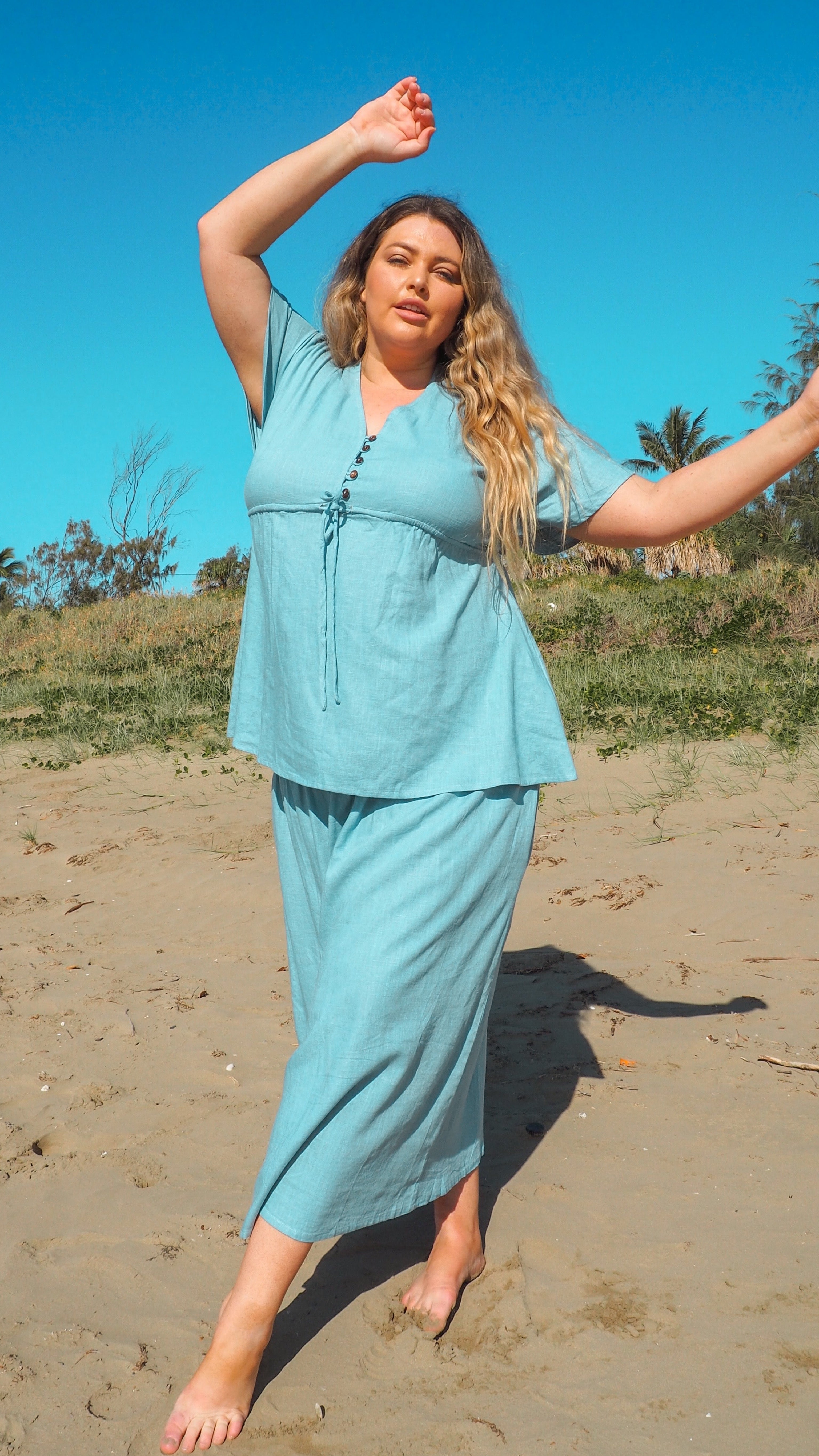 NEW Linen Cupid Top in Sky freeshipping - White Amber the Label