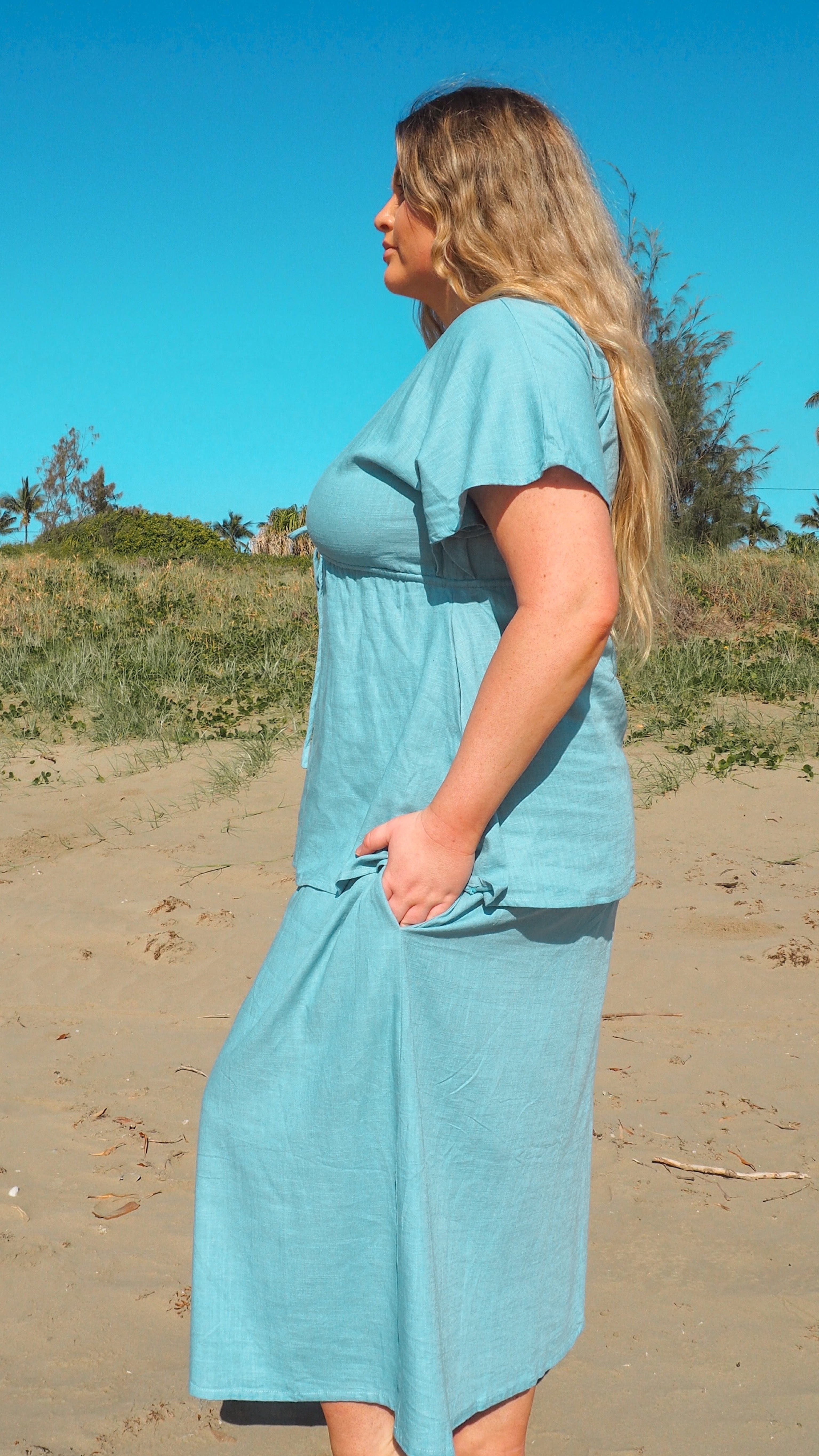 NEW Linen Cupid Top in Sky freeshipping - White Amber the Label