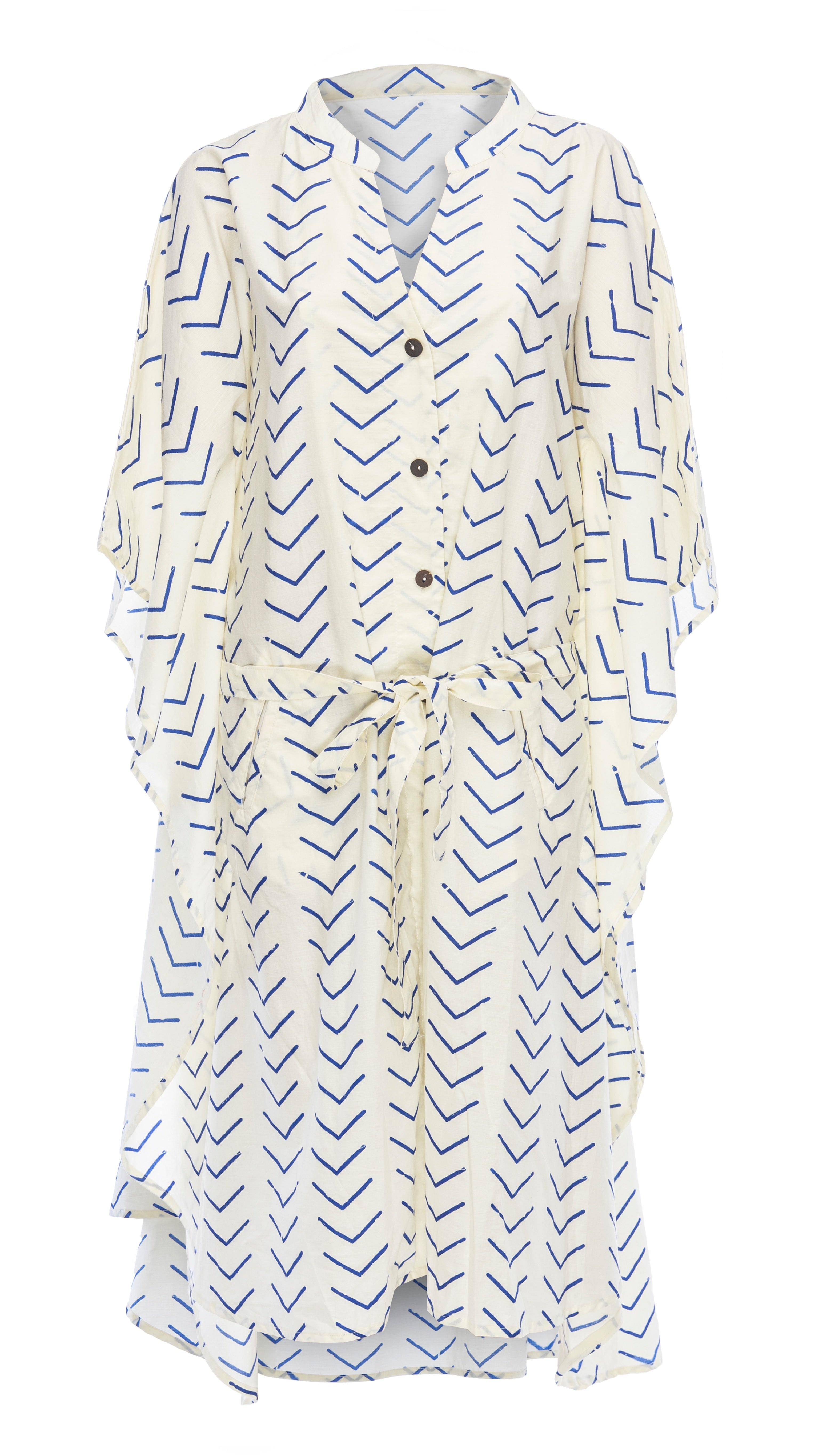 Organic Cotton ARROW Kaftan Dress freeshipping - White Amber the Label