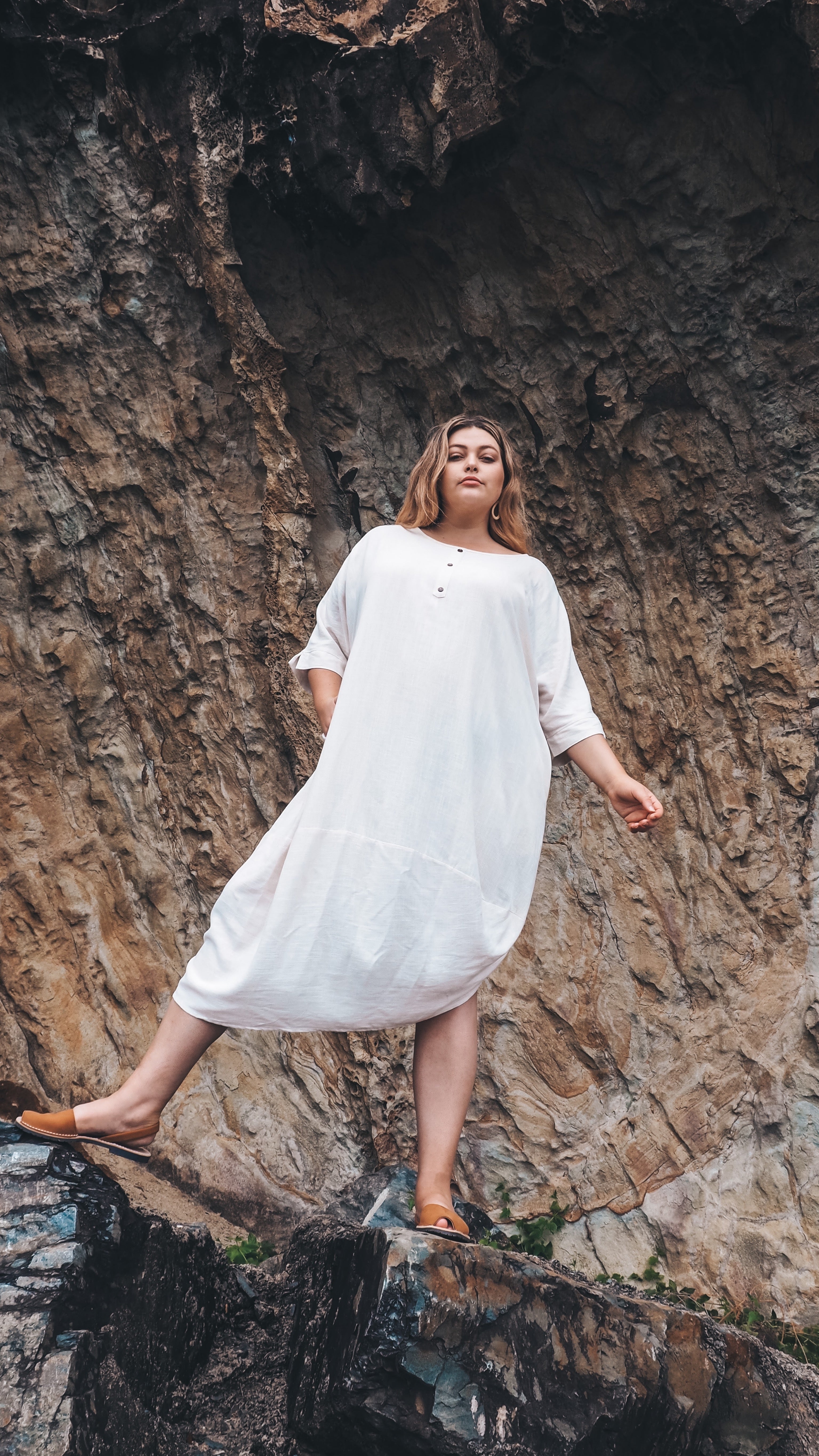 Linen Palace Dress in Sand freeshipping - White Amber the Label