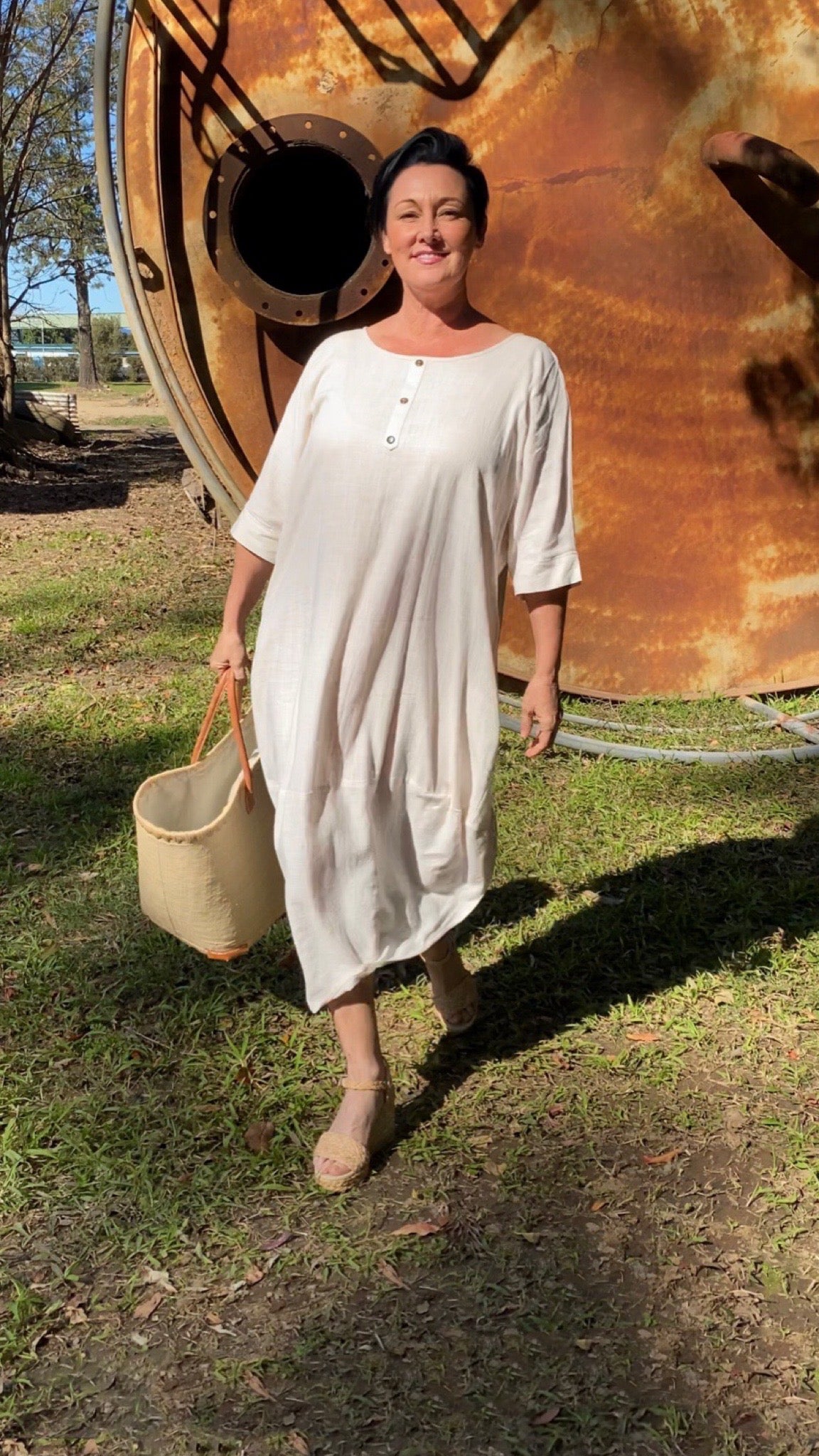 LAST CHANCE.. Linen Palace Dress in Sand