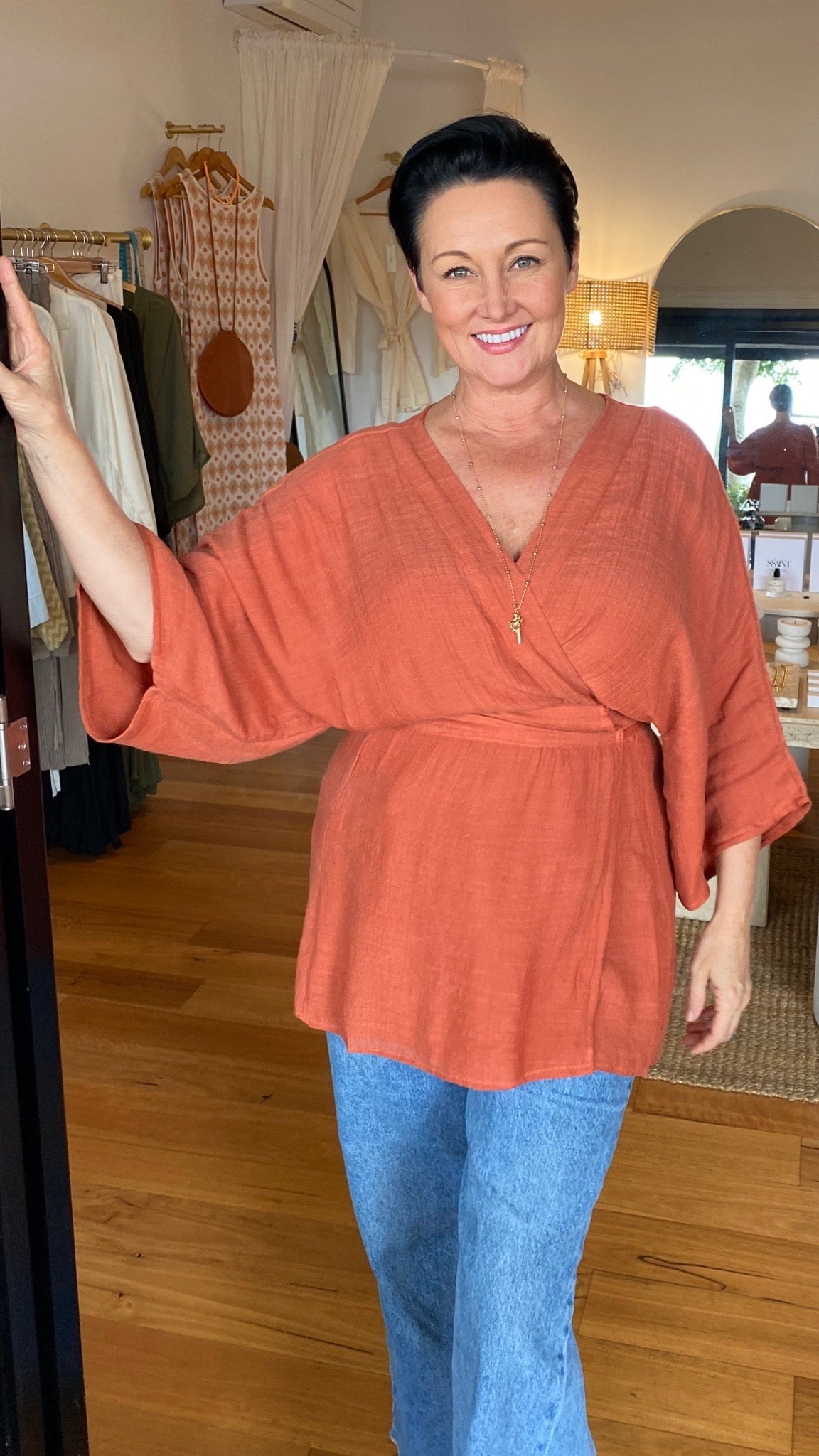 NEW Goddess Top/Cardi in Rust