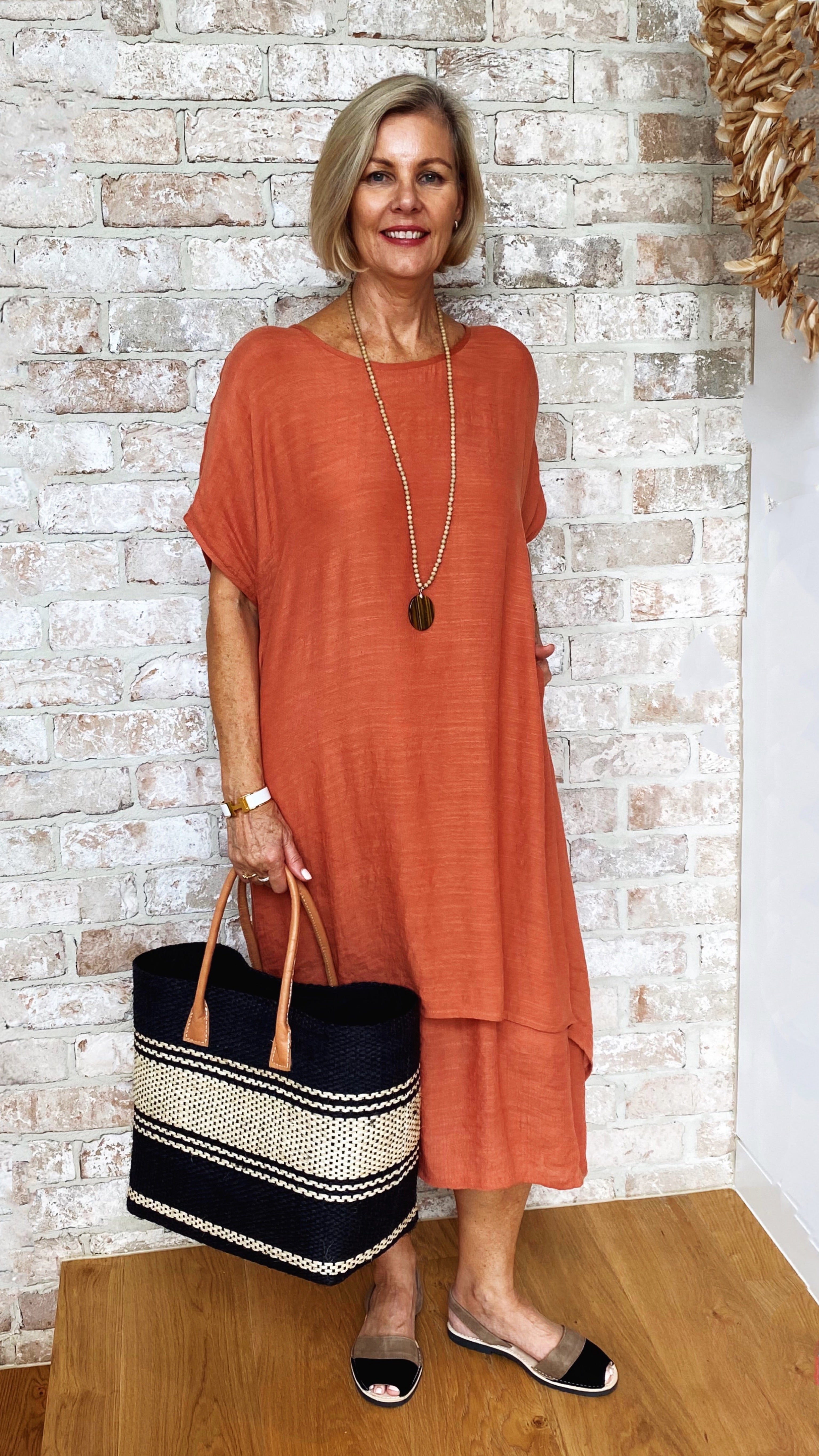 Brigitte Dress Rust NEW SIZE RANGE XS to 5XL freeshipping - White Amber the Label