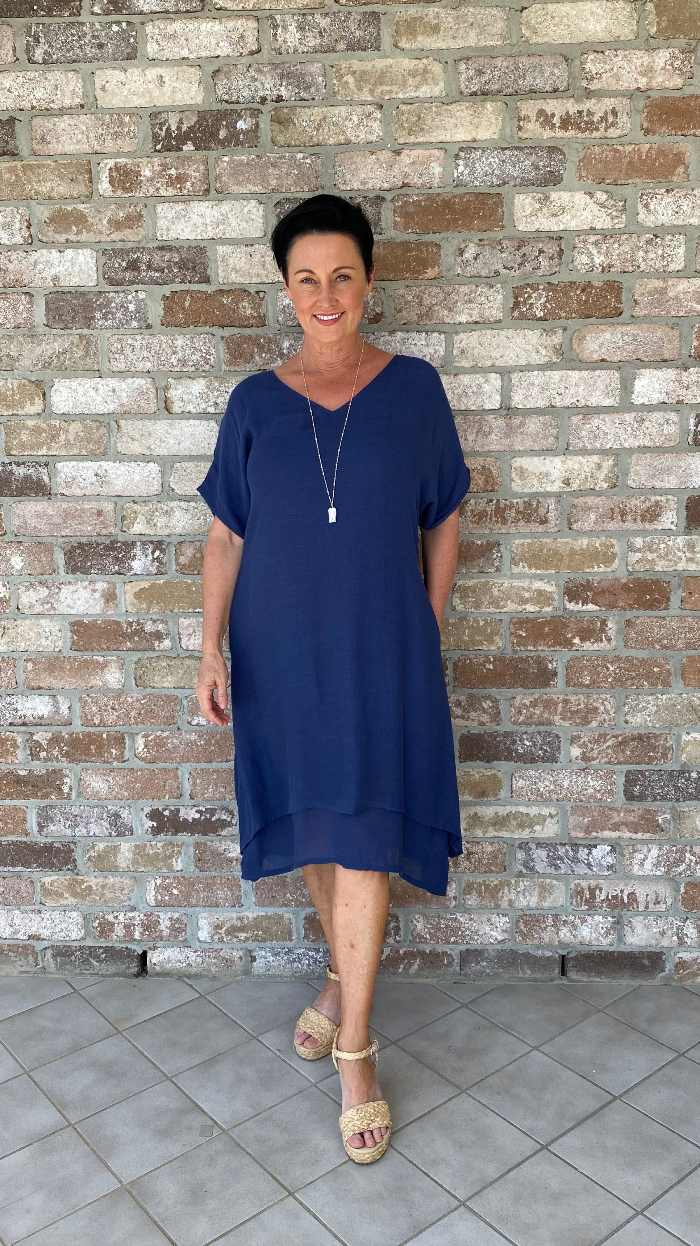 Chelsea Dress in Navy – White Amber Label