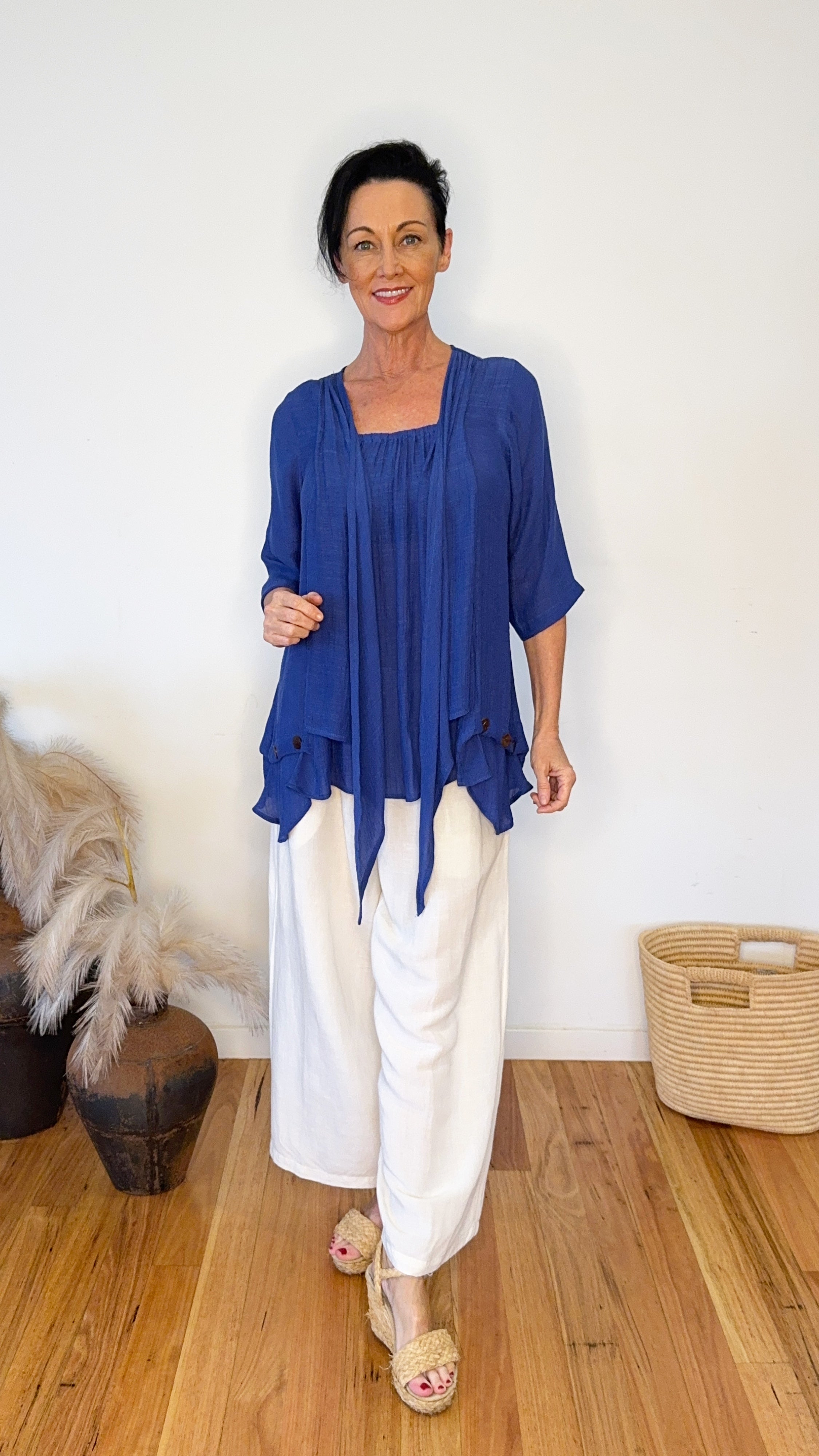 NEW Swing Top 3/4 Sleeve in Cobalt Blue
