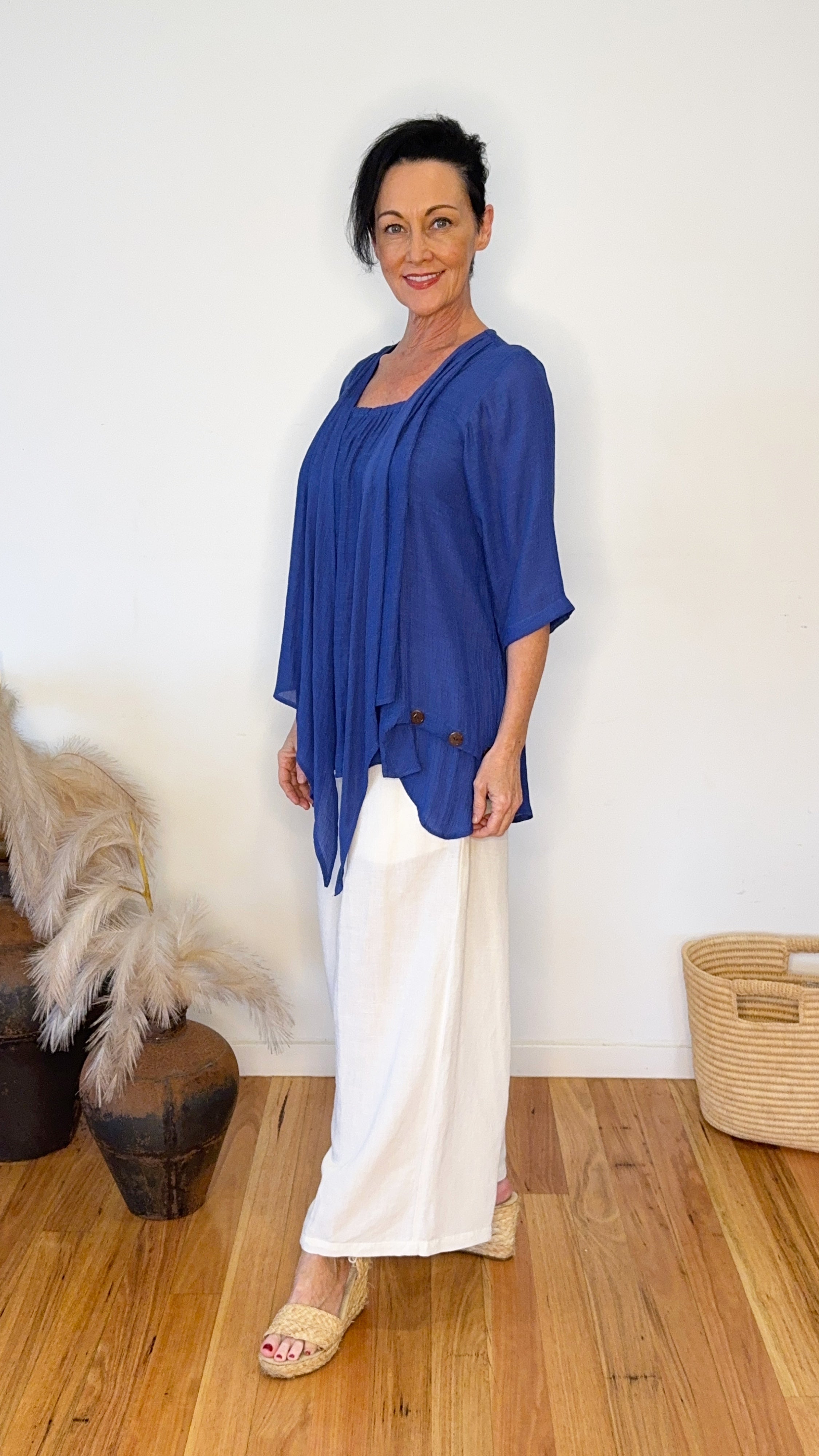 NEW Swing Top 3/4 Sleeve in Cobalt Blue