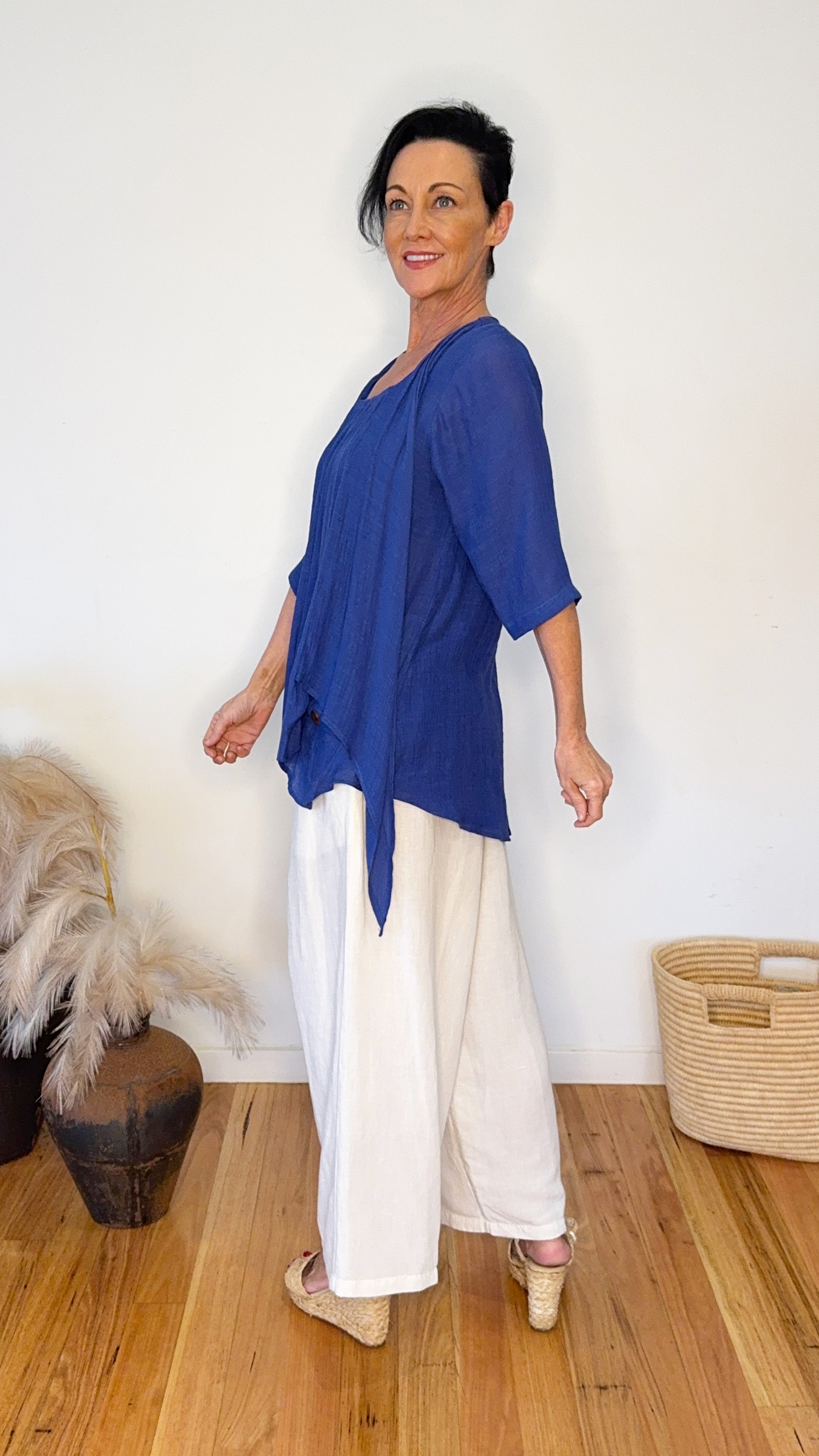 NEW Swing Top 3/4 Sleeve in Cobalt Blue