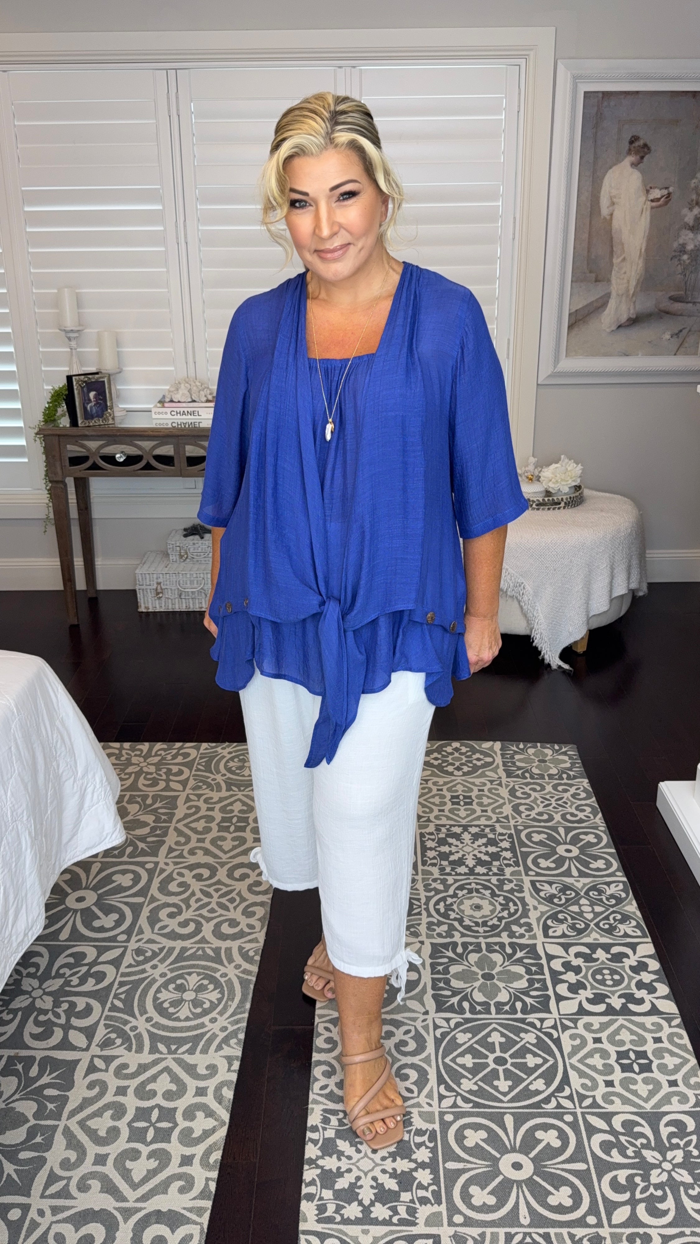 NEW Swing Top 3/4 Sleeve in Cobalt Blue