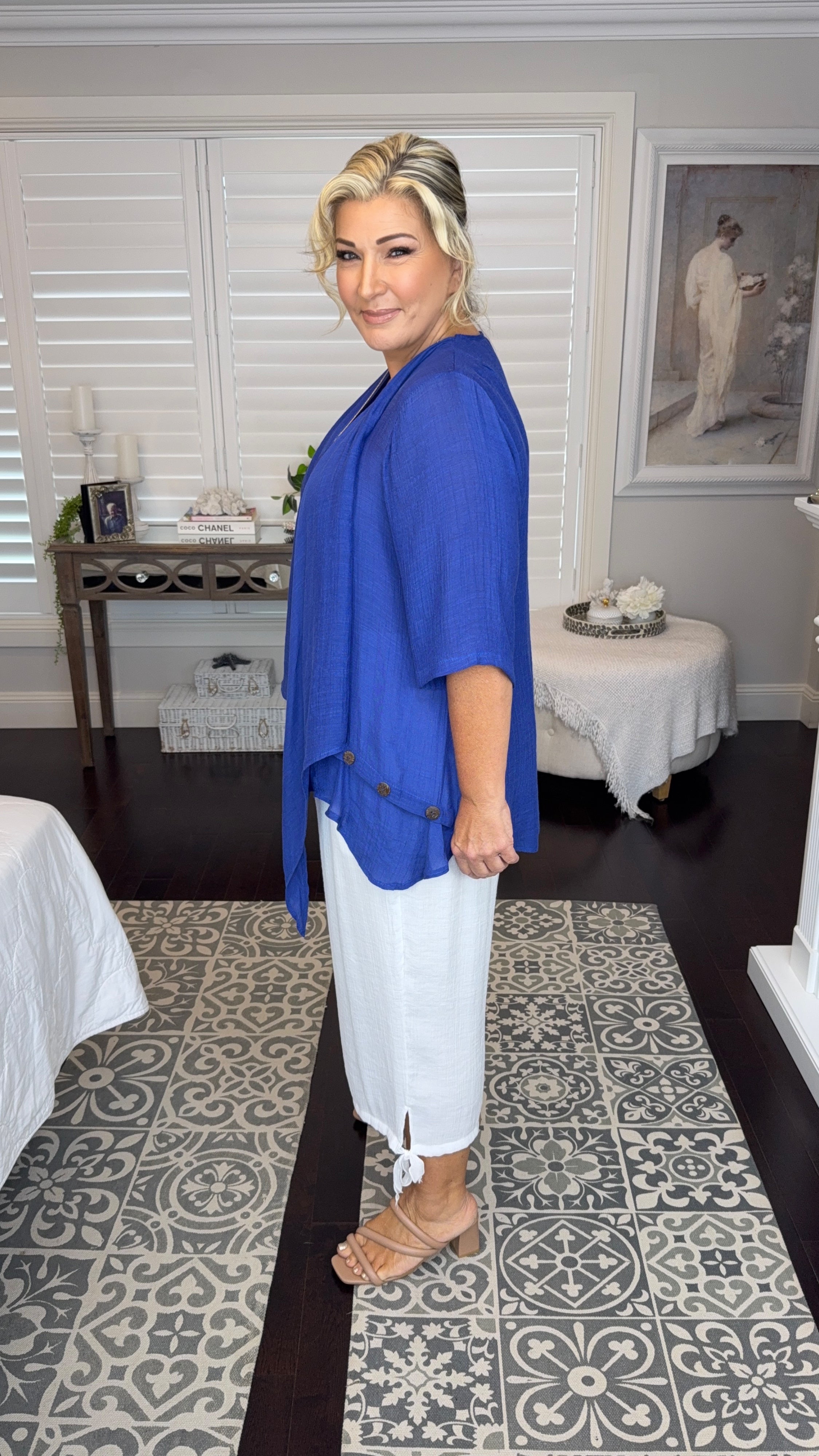 NEW Swing Top 3/4 Sleeve in Cobalt Blue