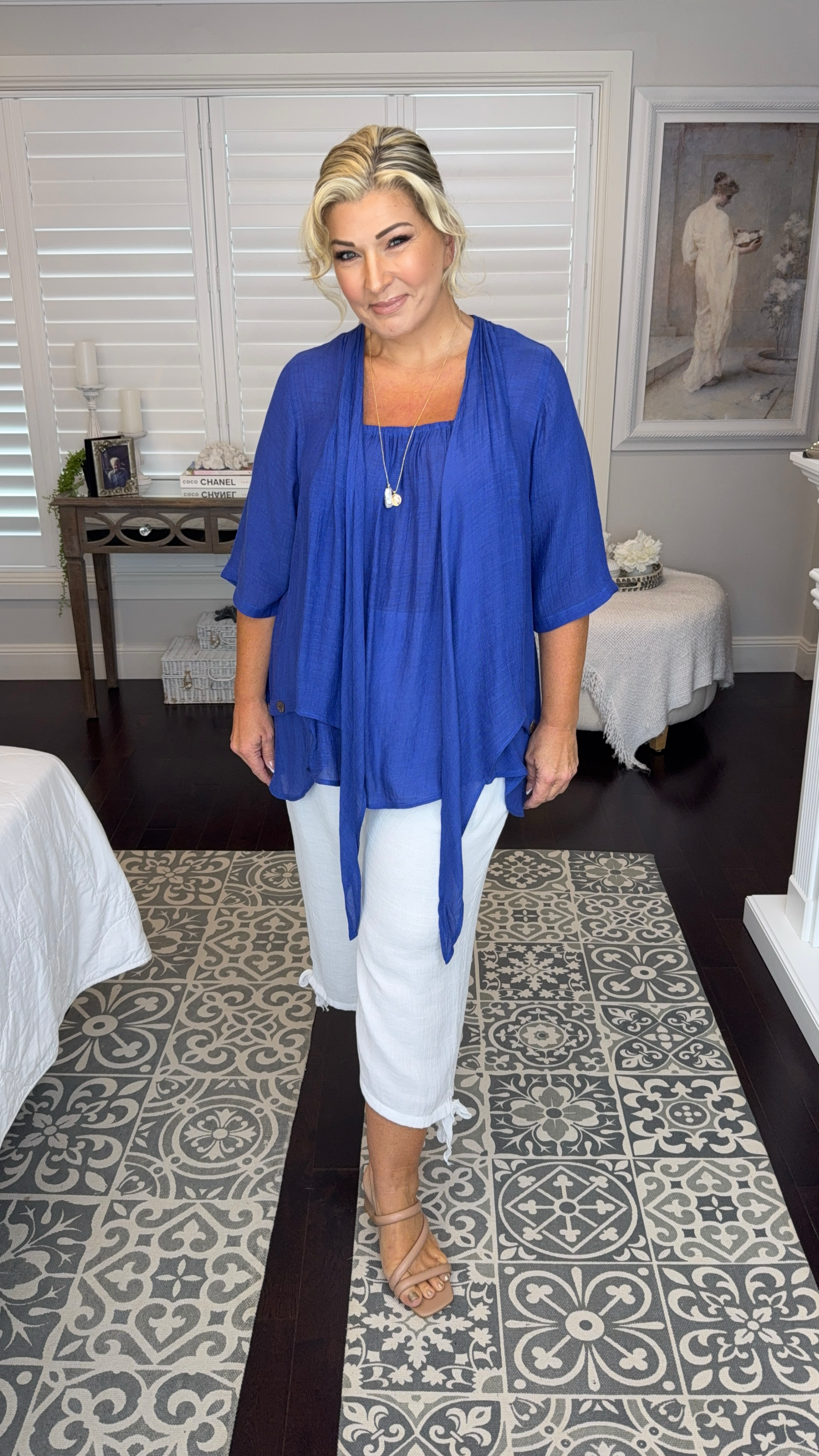 NEW Swing Top 3/4 Sleeve in Cobalt Blue