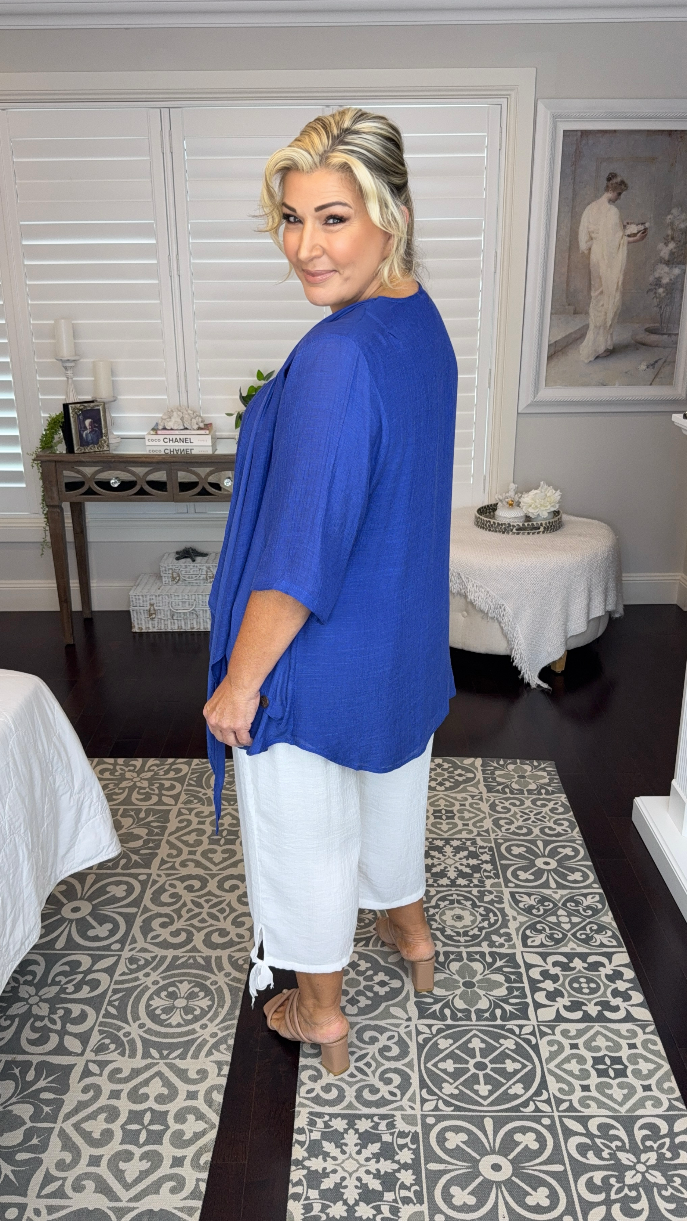 NEW Swing Top 3/4 Sleeve in Cobalt Blue