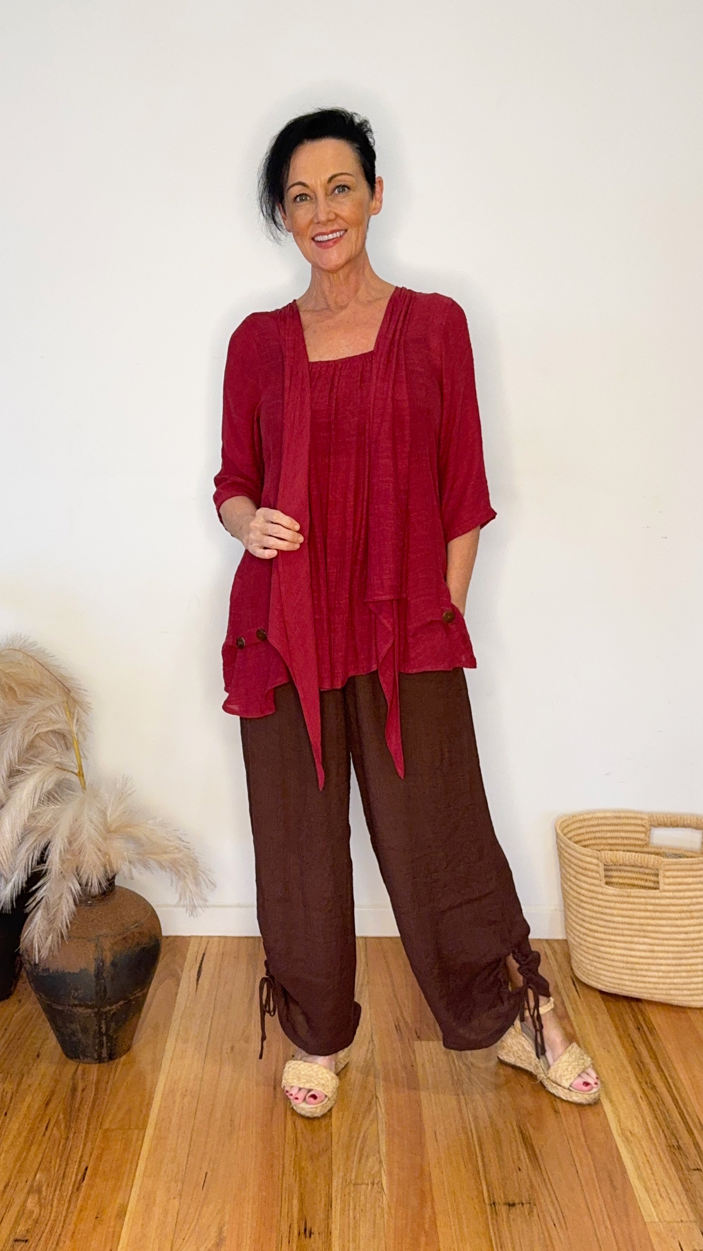 NEW Swing Top 3/4 Sleeve in Dark Red
