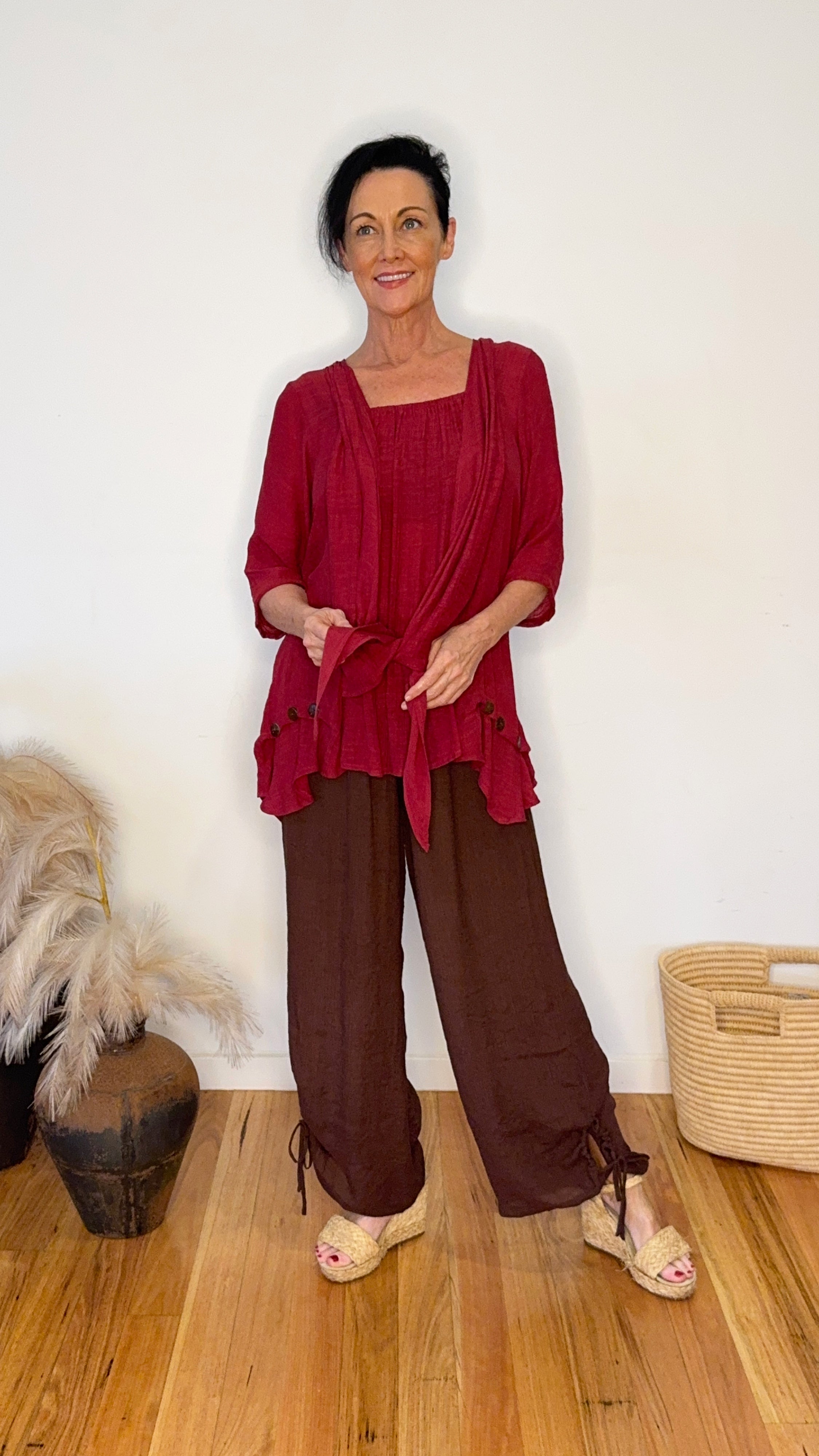 NEW Swing Top 3/4 Sleeve in Dark Red
