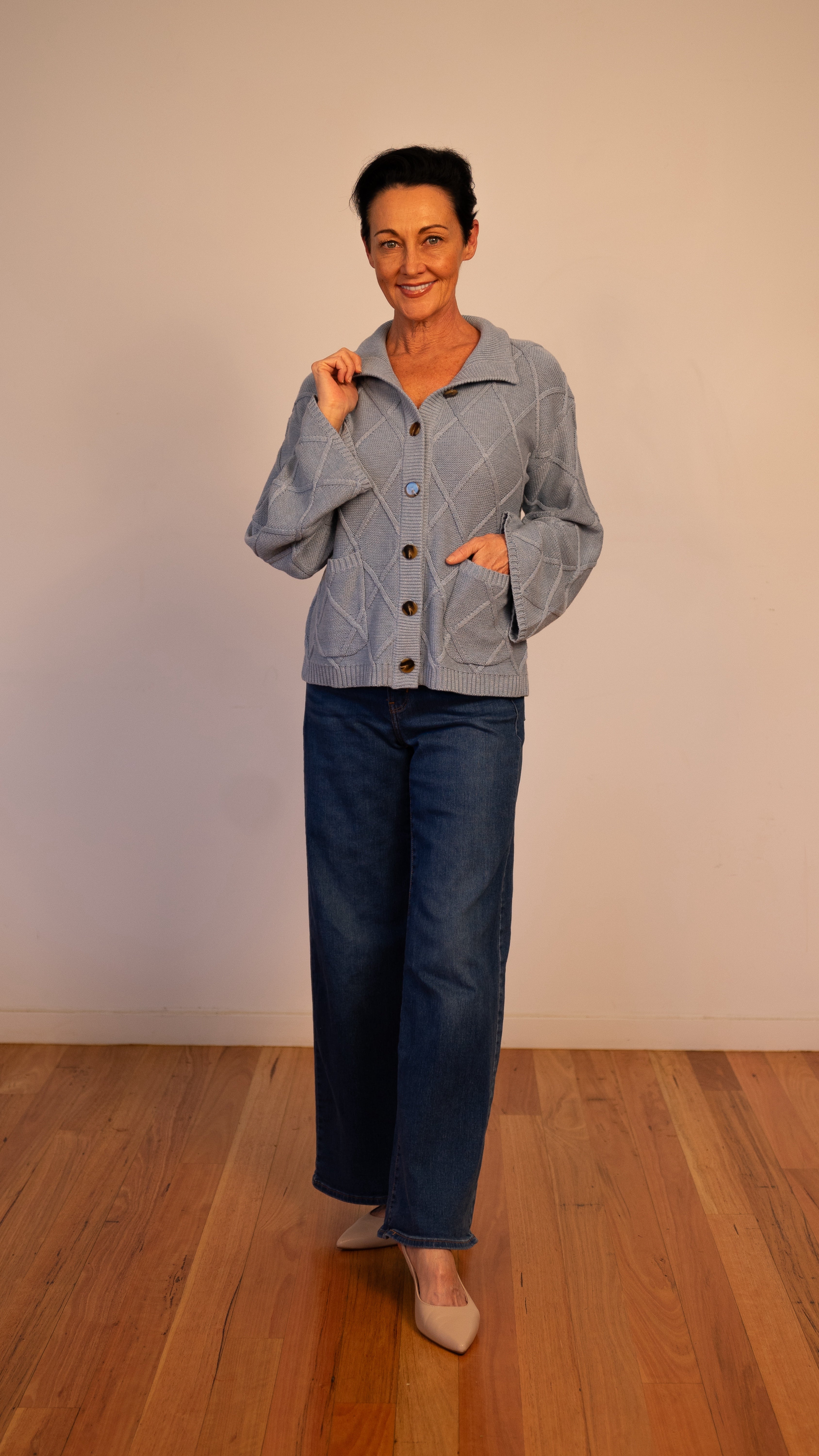 NEW Liora CARDIGAN in Lake 100% Cotton