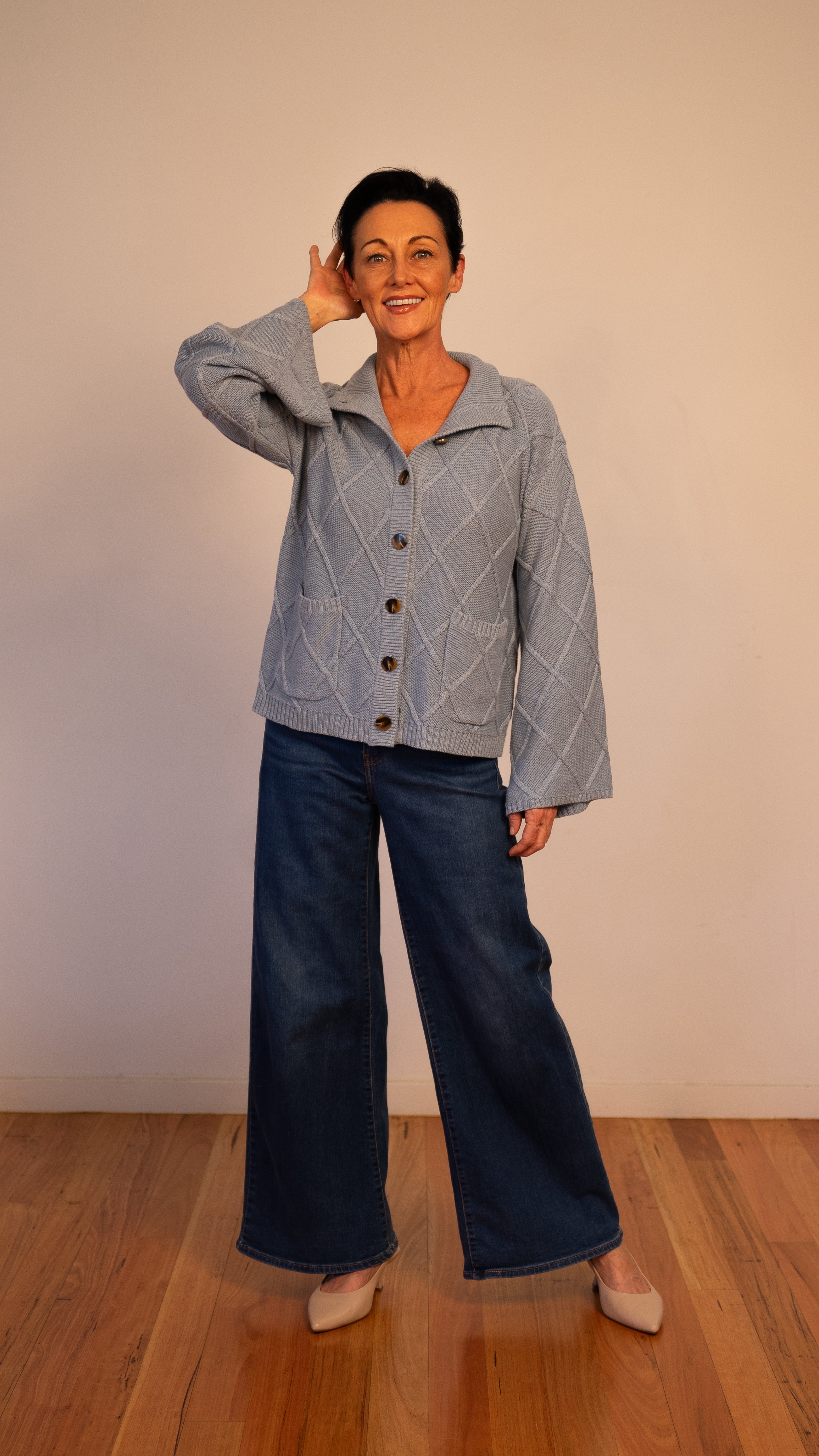NEW Liora CARDIGAN in Lake 100% Cotton