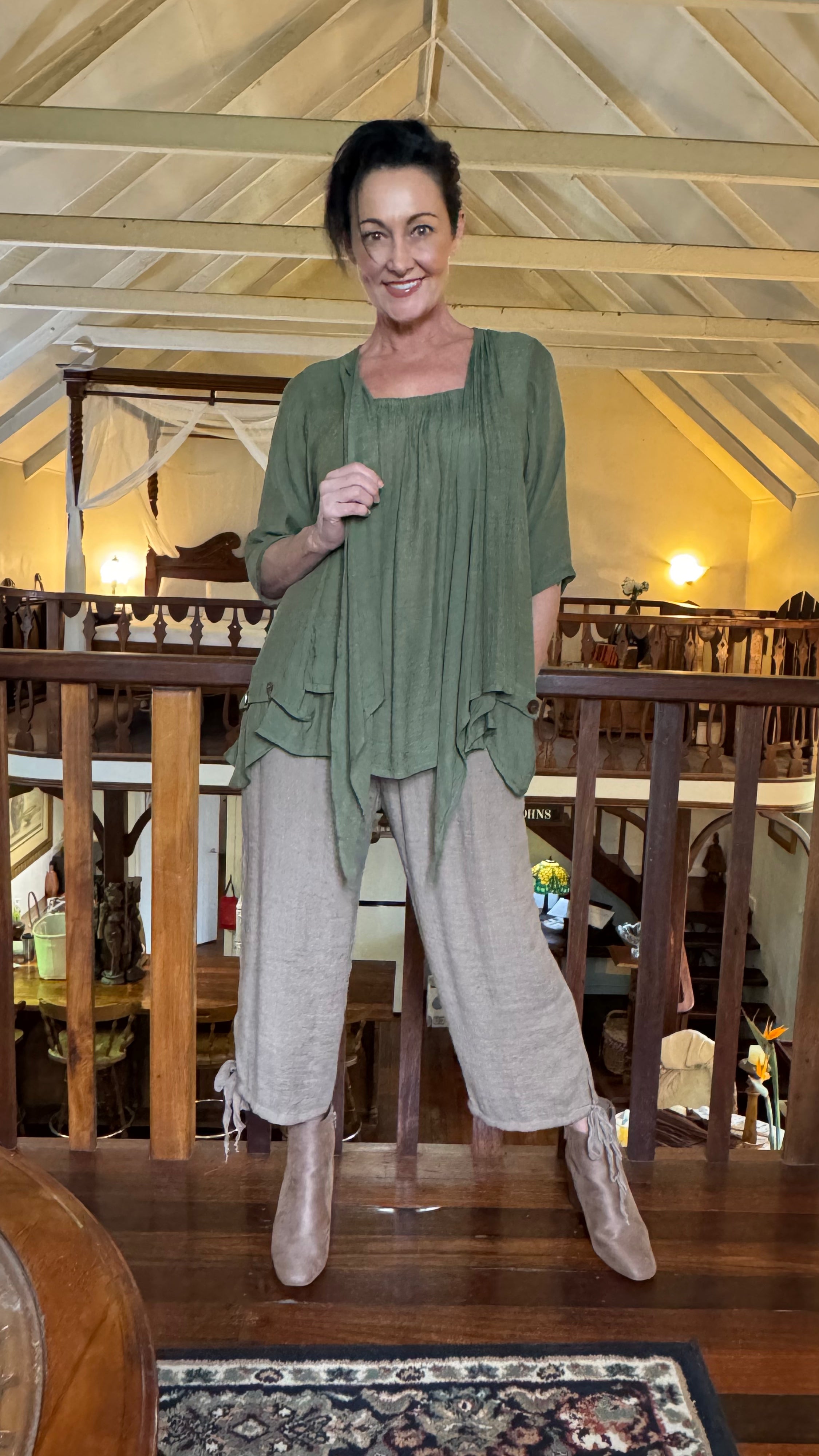 NEW COLOUR 3/4 Sleeve Swing Top in Olive