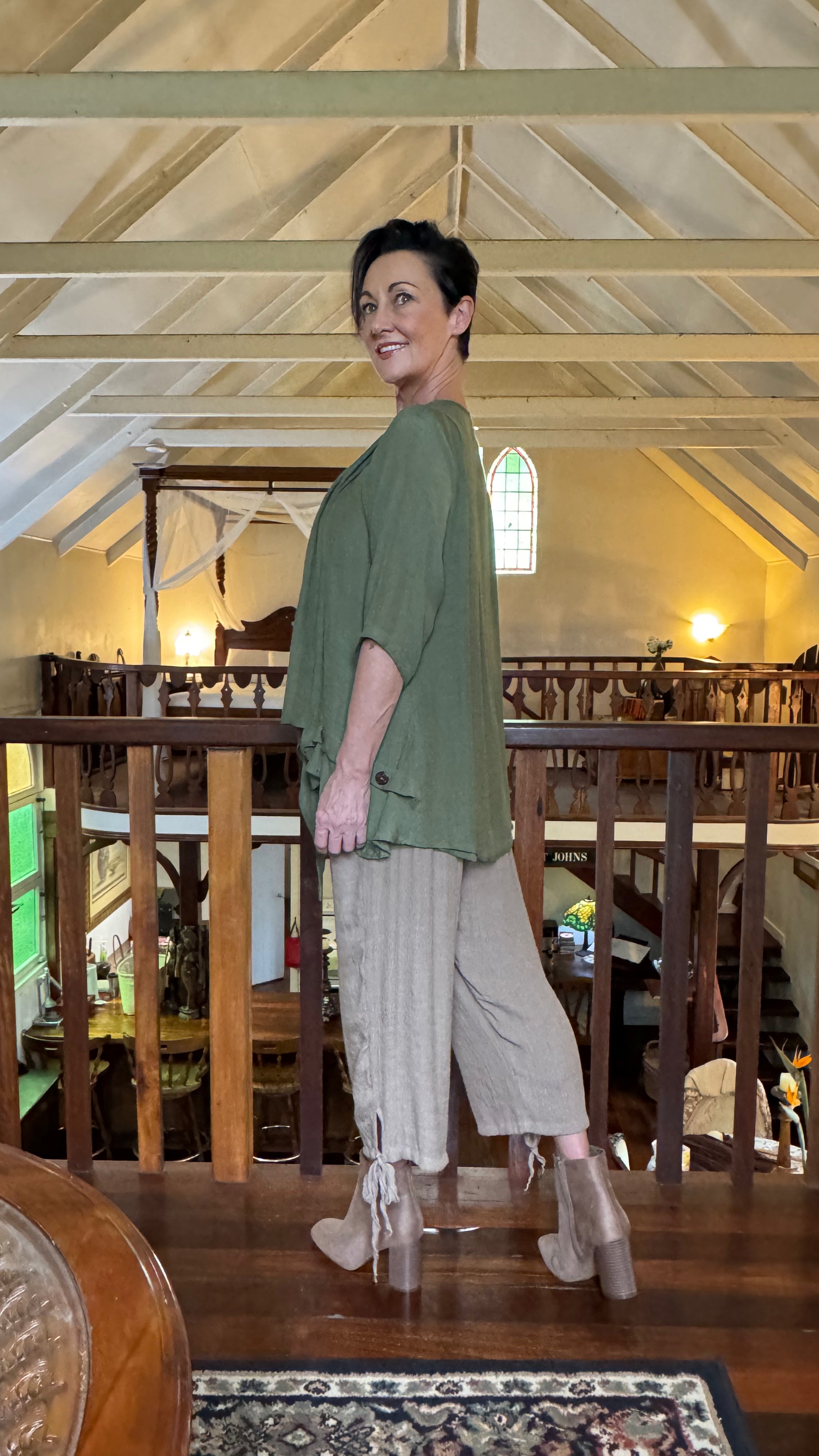 NEW COLOUR 3/4 Sleeve Swing Top in Olive