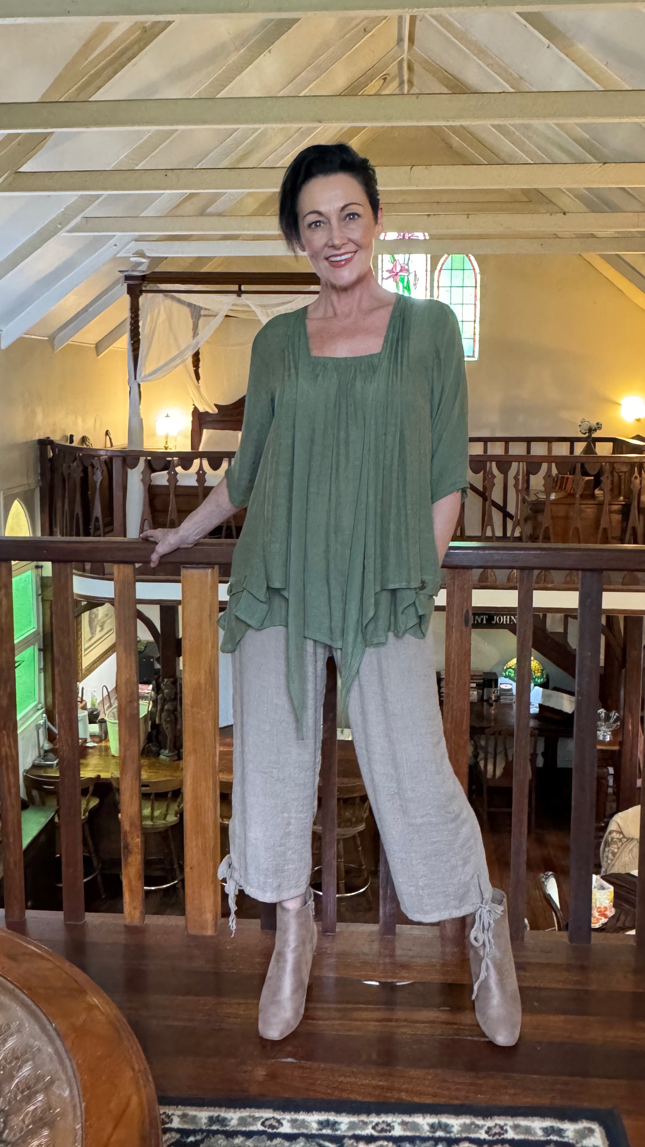 NEW COLOUR 3/4 Sleeve Swing Top in Olive