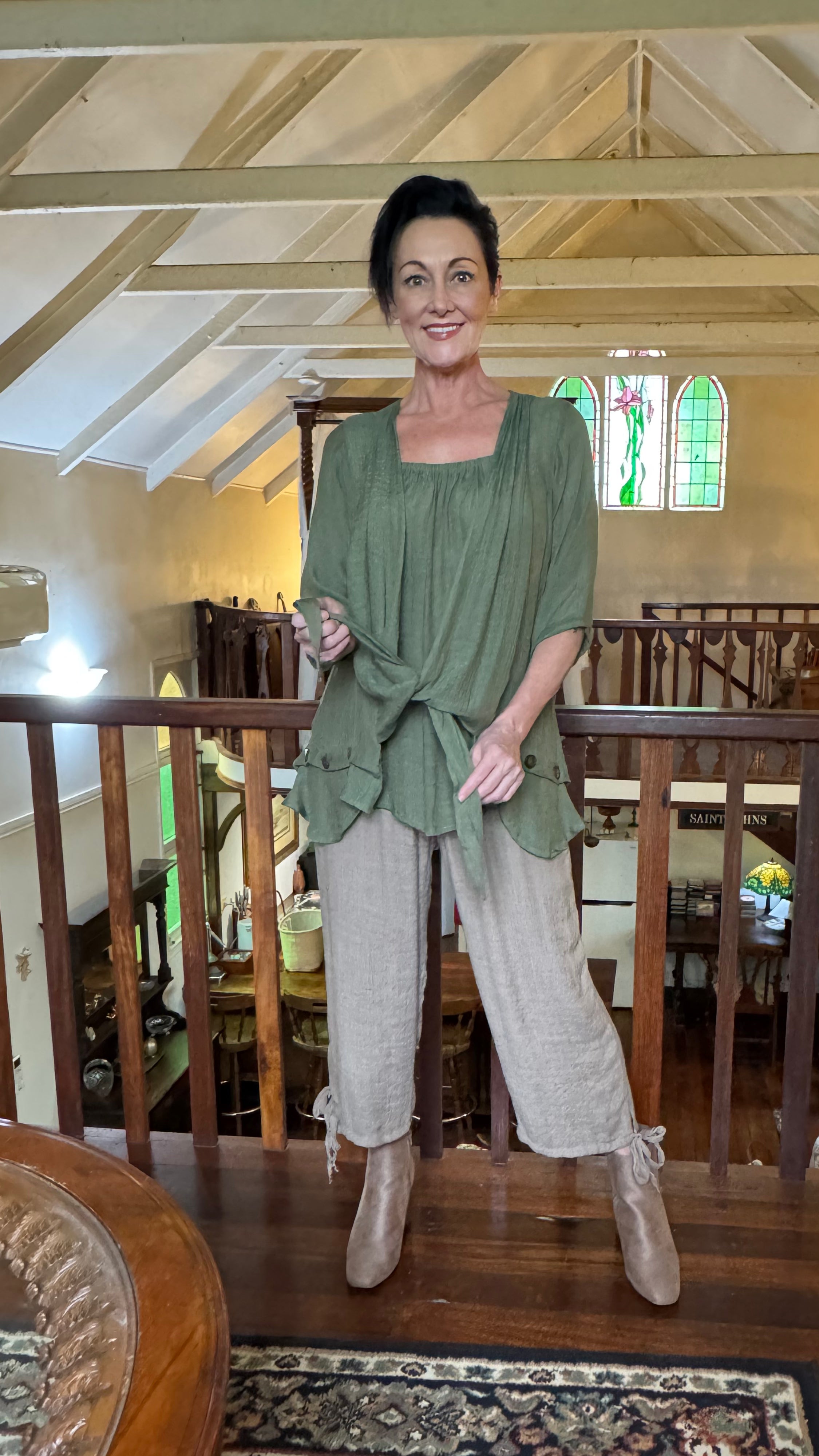 NEW COLOUR 3/4 Sleeve Swing Top in Olive