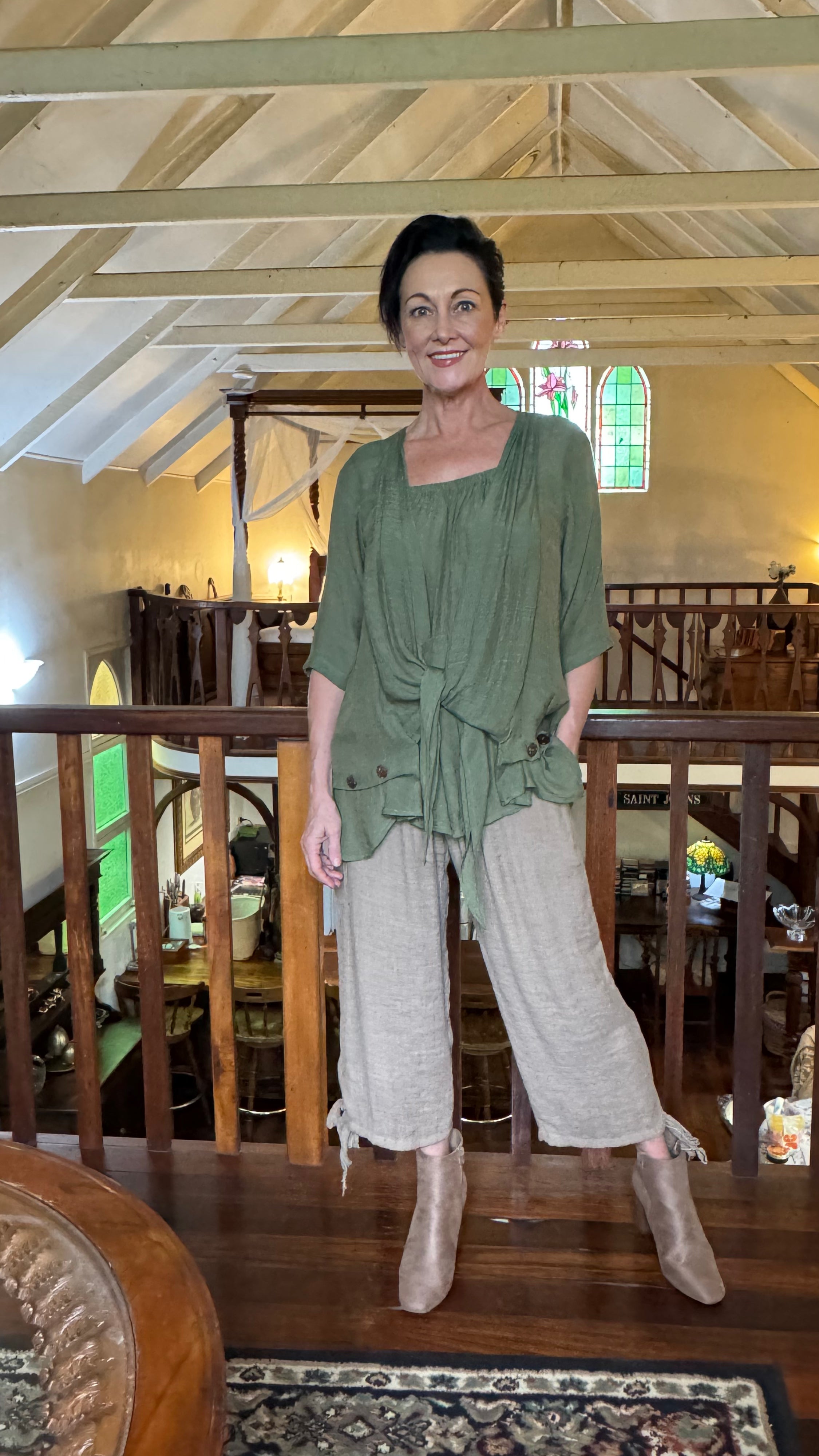 NEW COLOUR 3/4 Sleeve Swing Top in Olive